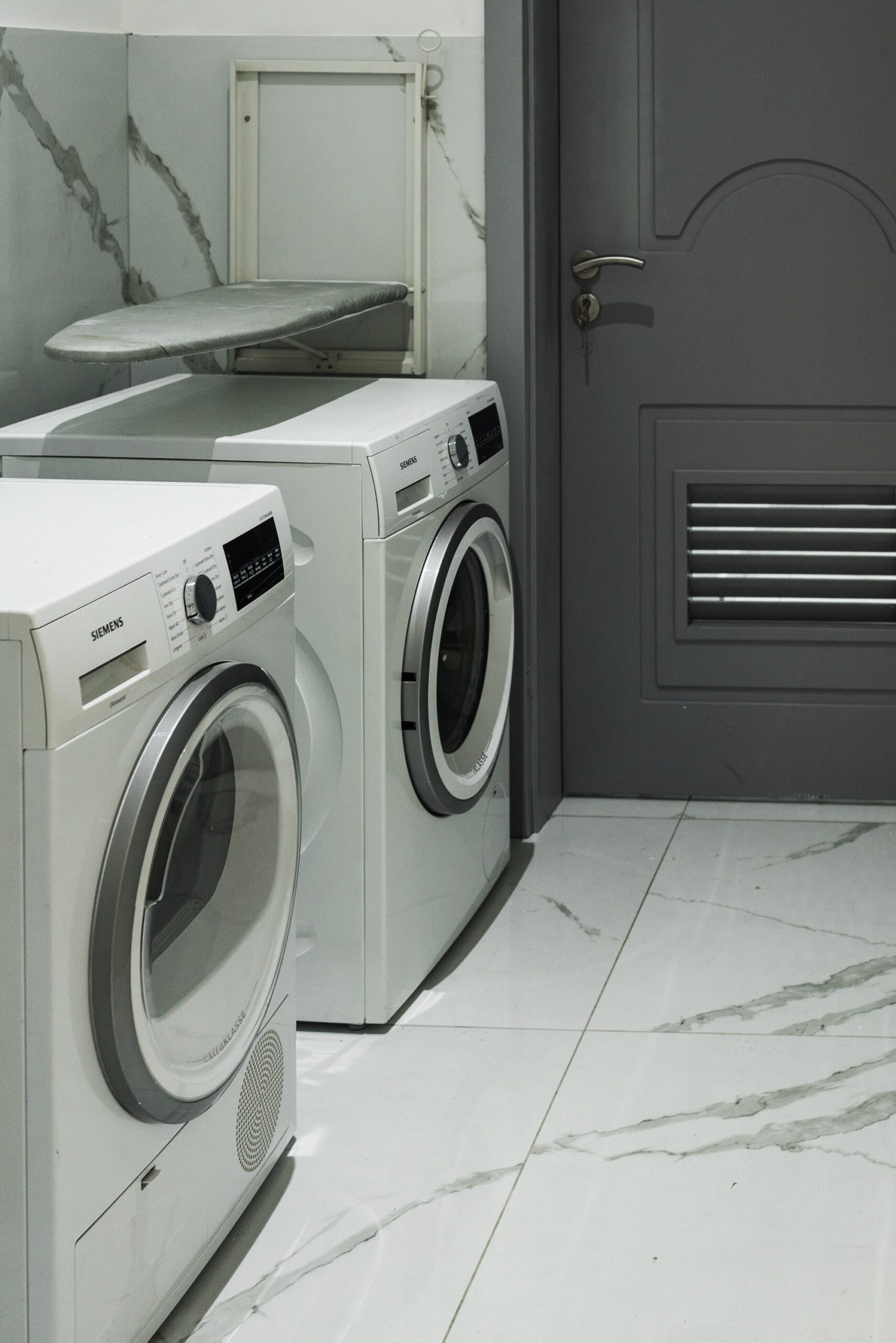 A closeup of a washer and dryer