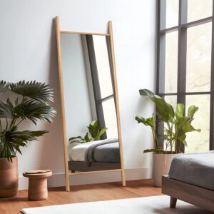  NeuType Full Length Mirror, 65x22 Solid Wood Ladder Wall-Mounted Mirror