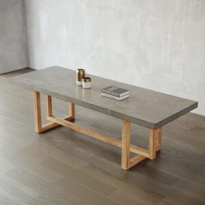  Weibath Japandi 71'' Grey Dining Table Rectangle Wooden Tabletop