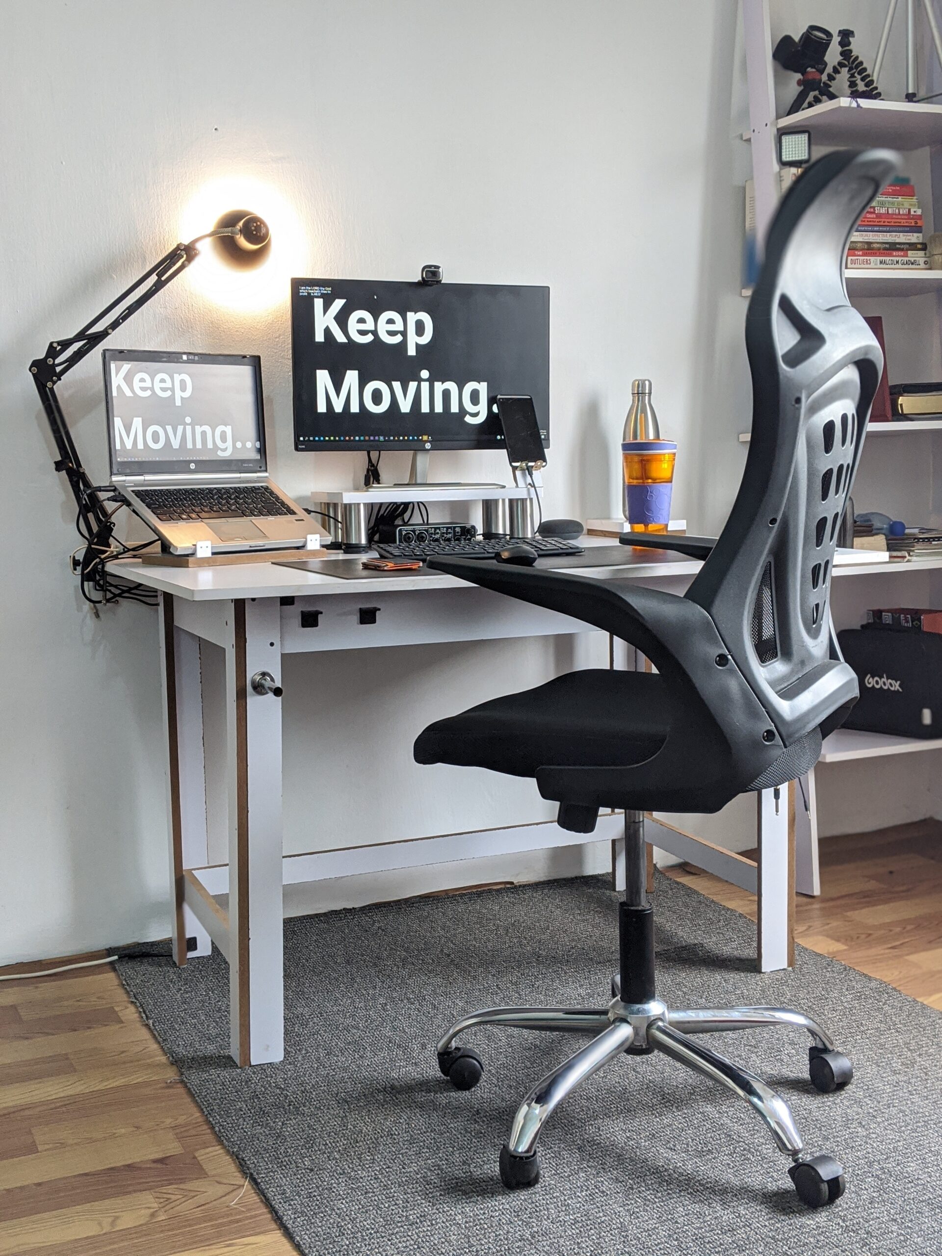 An ergonomic chair in a home office