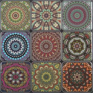 LONGKING Peel and Stick Backsplash Tile Stickers, Colorful Moroccan Tile
