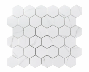 White Mosaic Tile Hexagon Porcelain