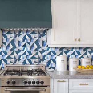 TenasHome Peel and Stick Backsplash Tile for Kitchen Metal Brushed Tiles Wall Decor Sticker 3D Geometric Puzzle