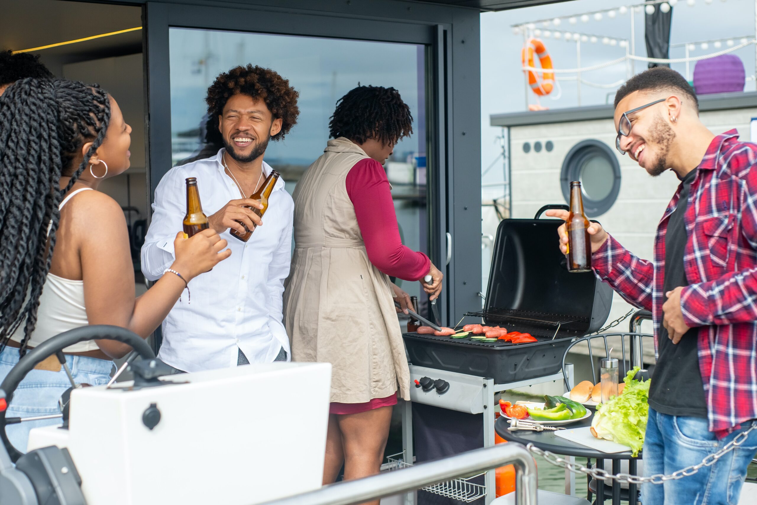 Friends gathering at a Memorial Day barbecue