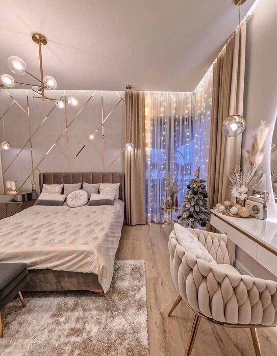 A glam bedroom style