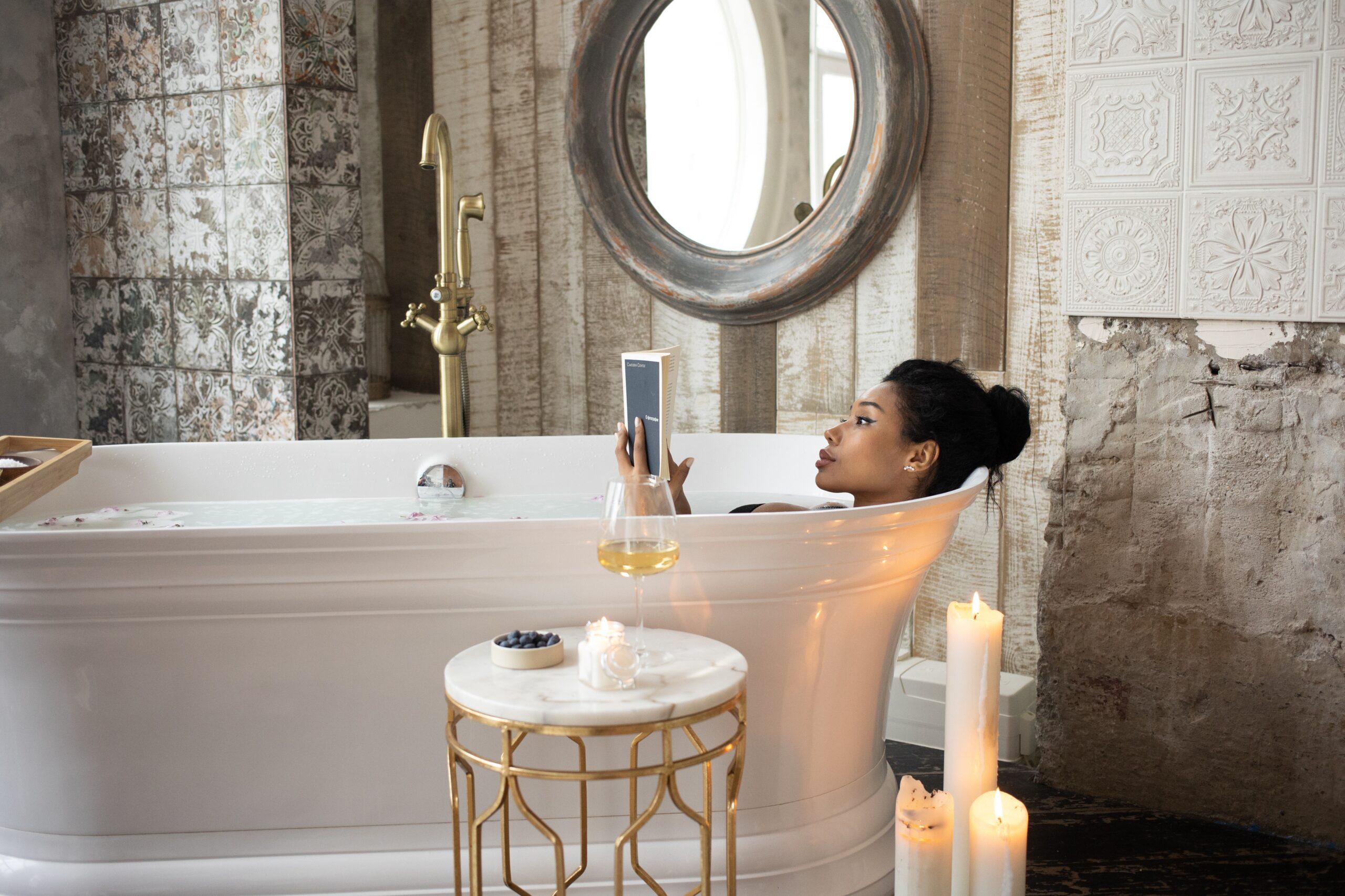 woman in bathtub relaxing