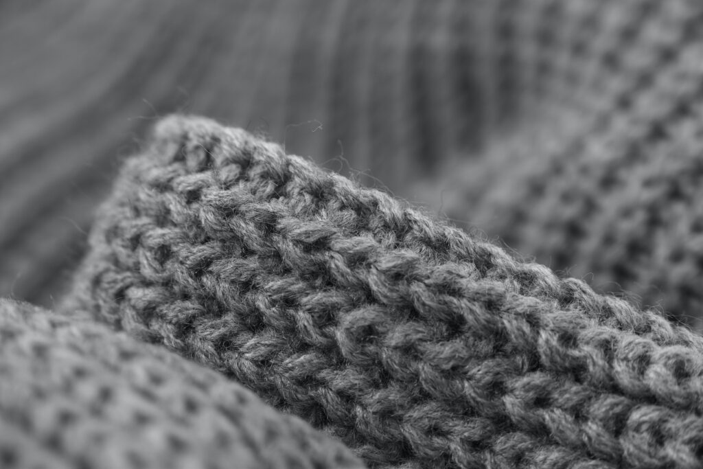 A gray knitted textile