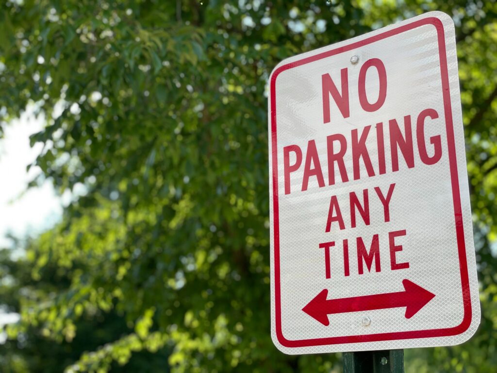 A 'No Parking' sign