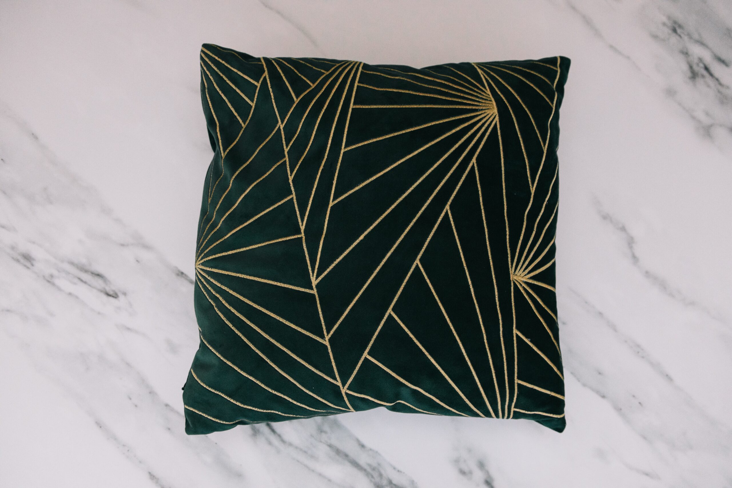 A throw pillow with geometric shapes
