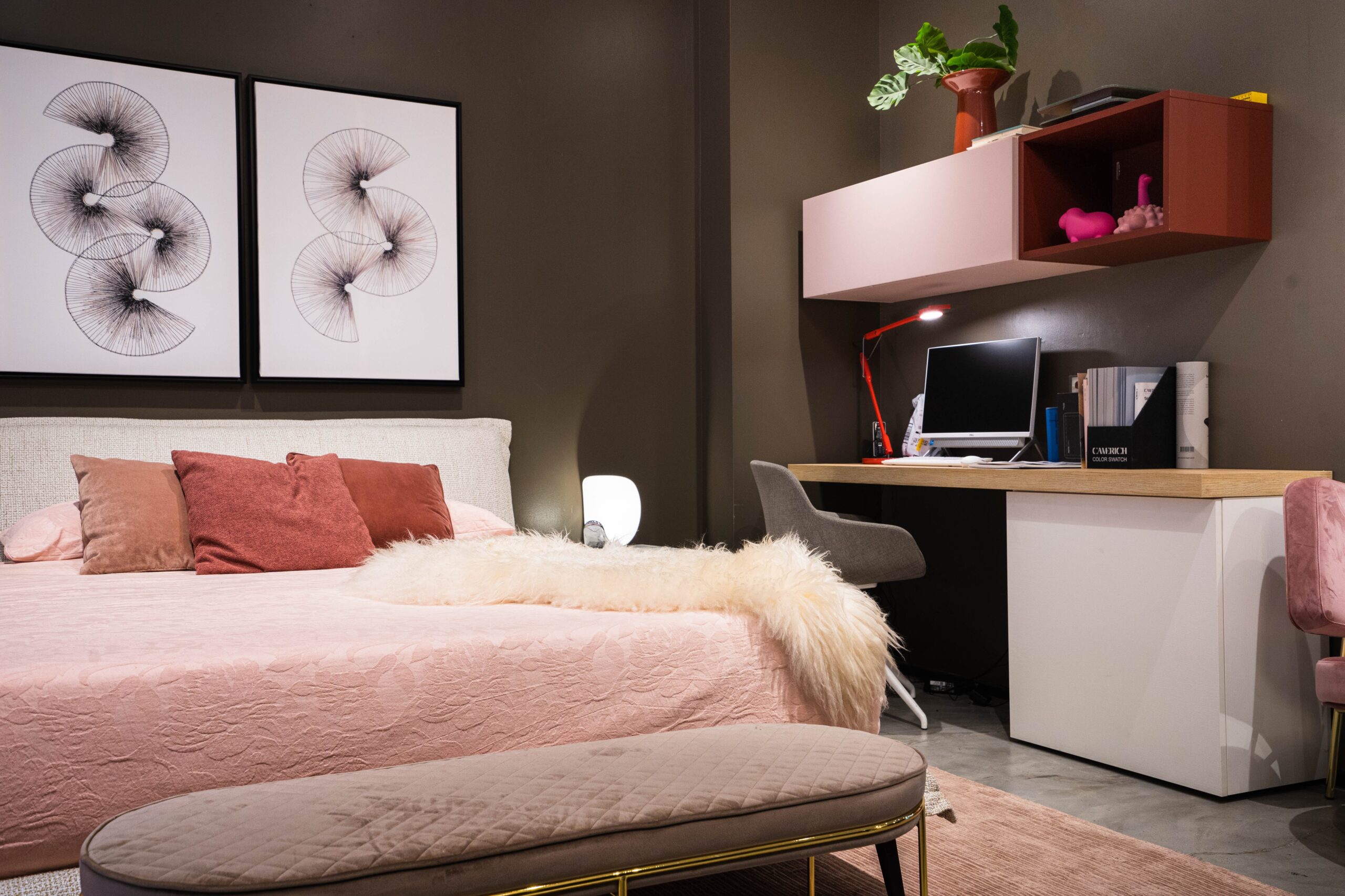 Add a pop of color to your boho bedroom with paint, decor or bedding. Pictured: A pink boho bedroom.