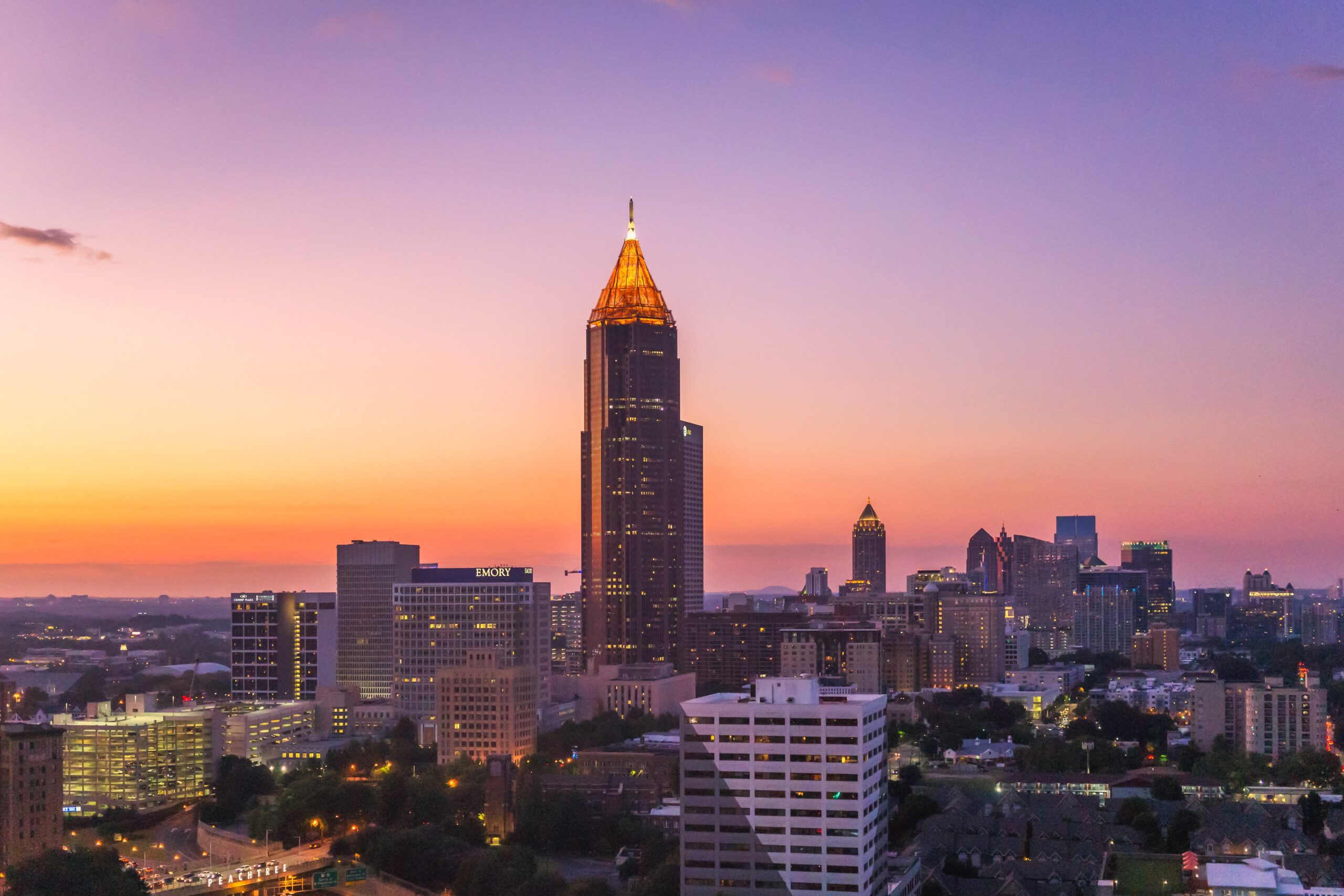 Atlanta is one of the best places in Georgia to live for shopping, luxury services, restaurants and cool activities. Pictured: The Midtown Atlanta skyline.