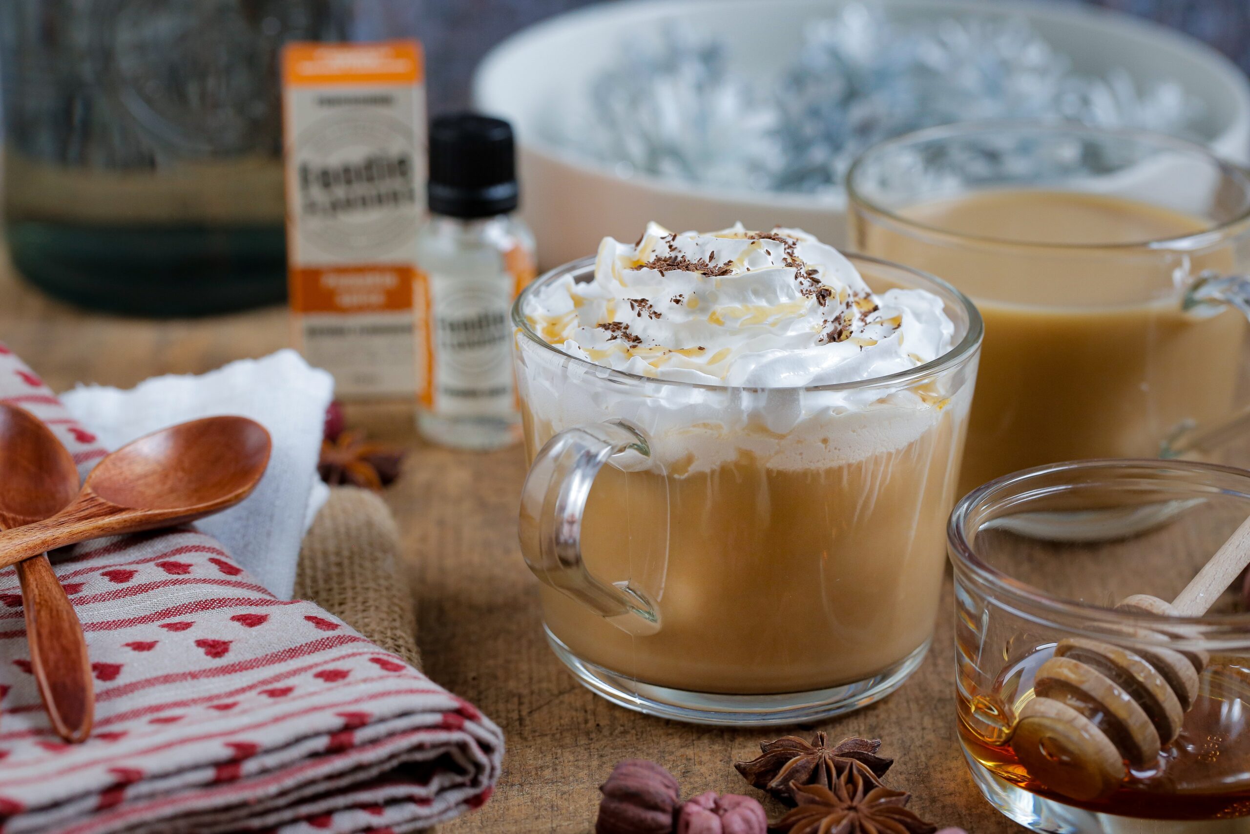 Adding pumpkin to any alcoholic drink makes for perfect Thanksgiving cocktails. The Pumpkin spice white Russian is so sweet that you could drink it for dessert. Pictured: A pumpkin spice latte.
