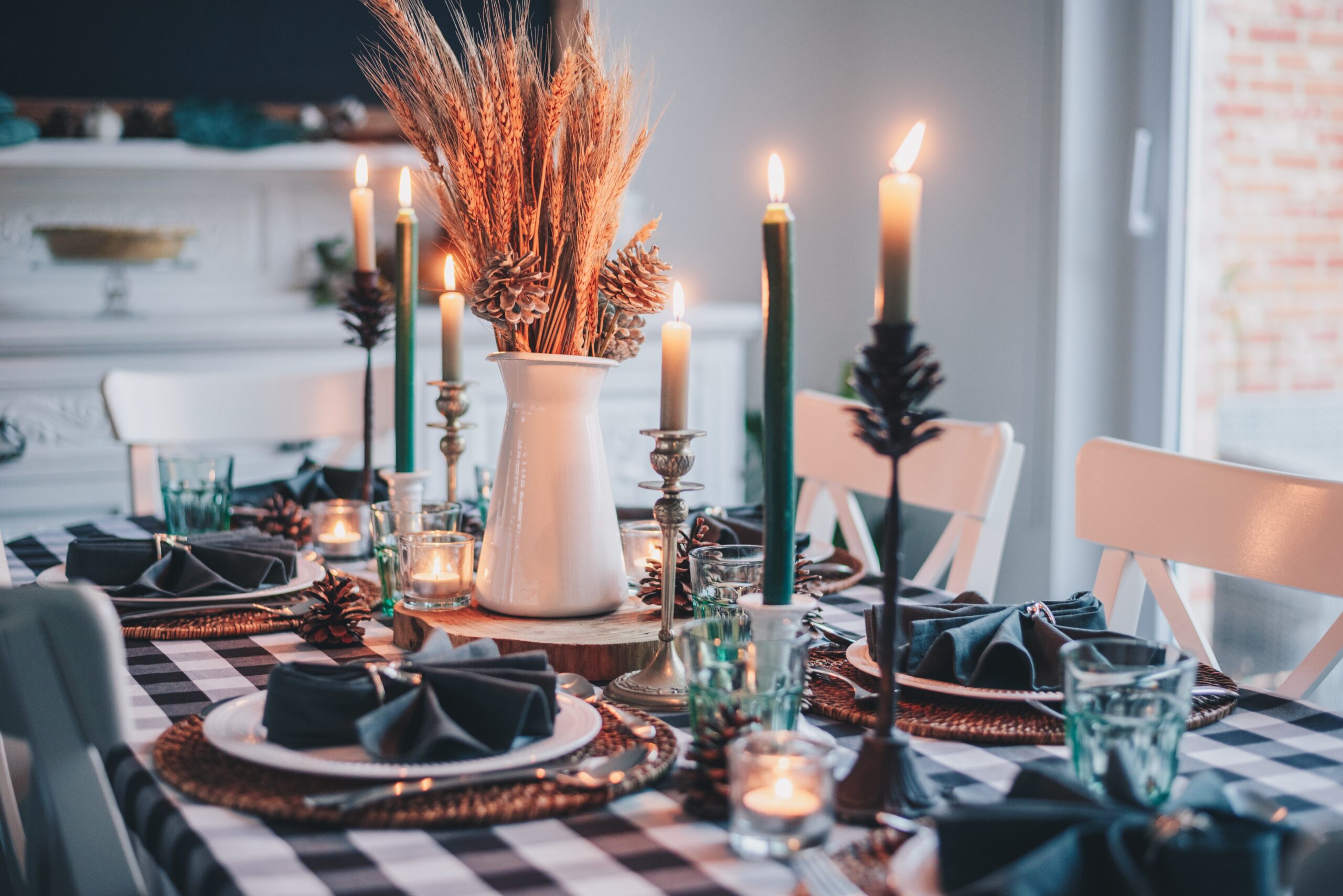 If you're short on time, go with a simple tablescape for the holidays. Pictured: A simple holiday tablescape.