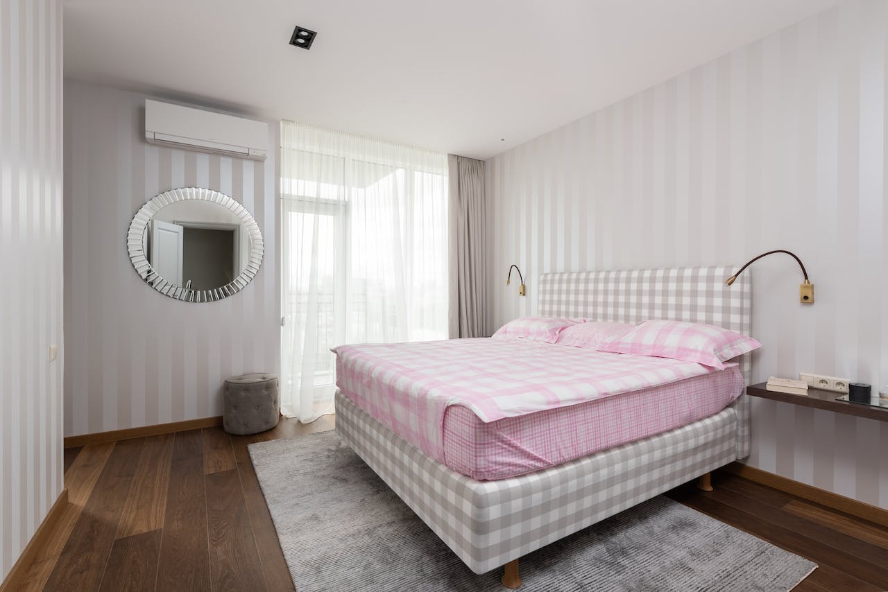 Pink and gray bedroom