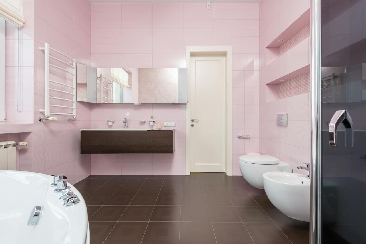 Bathroom with pink walls
