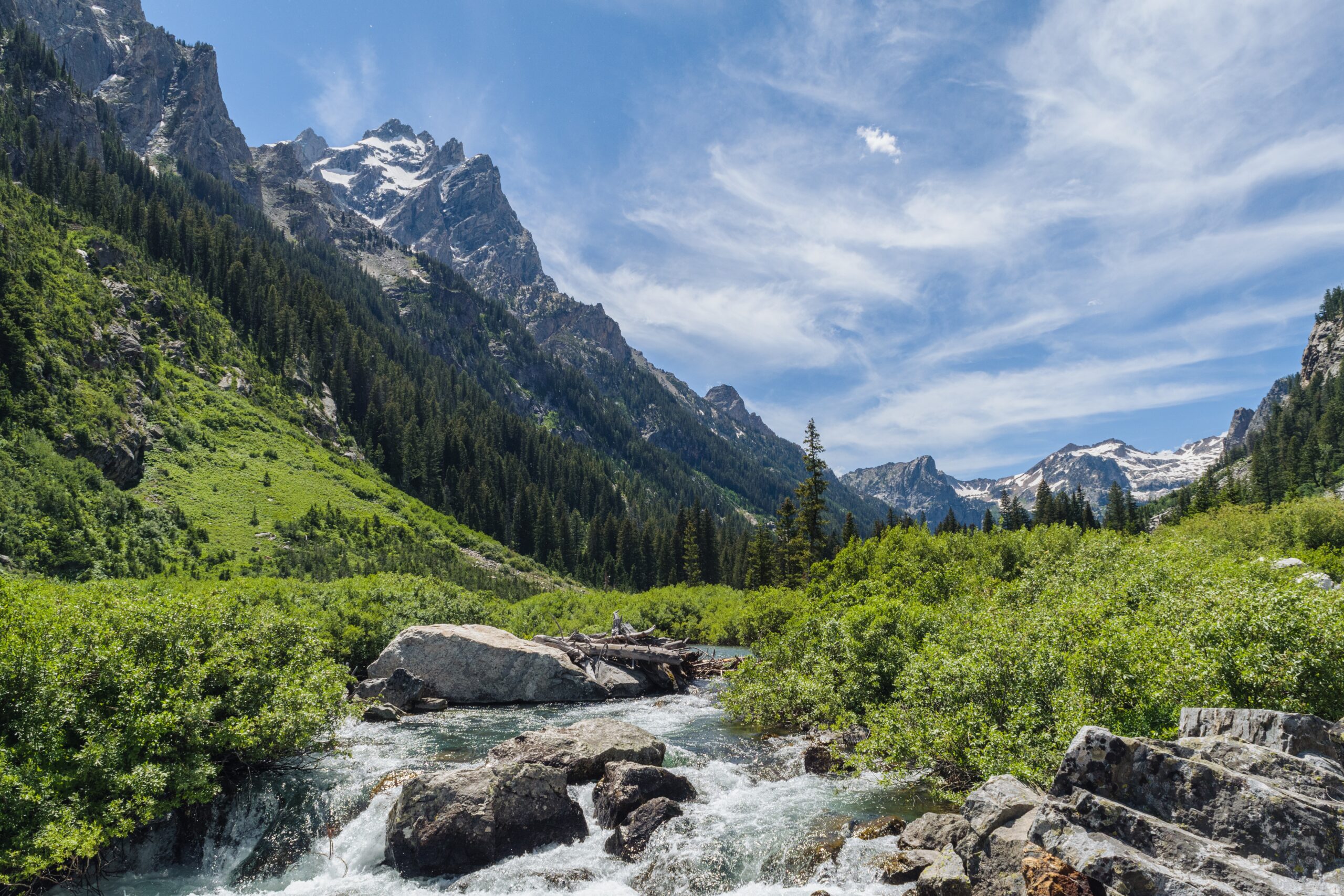 Jackson is a great Wyoming city for those looking to enjoy national parks, ski resorts and tourist attractions. Pictured: The Grand Teton National Park mountains at Jackson.