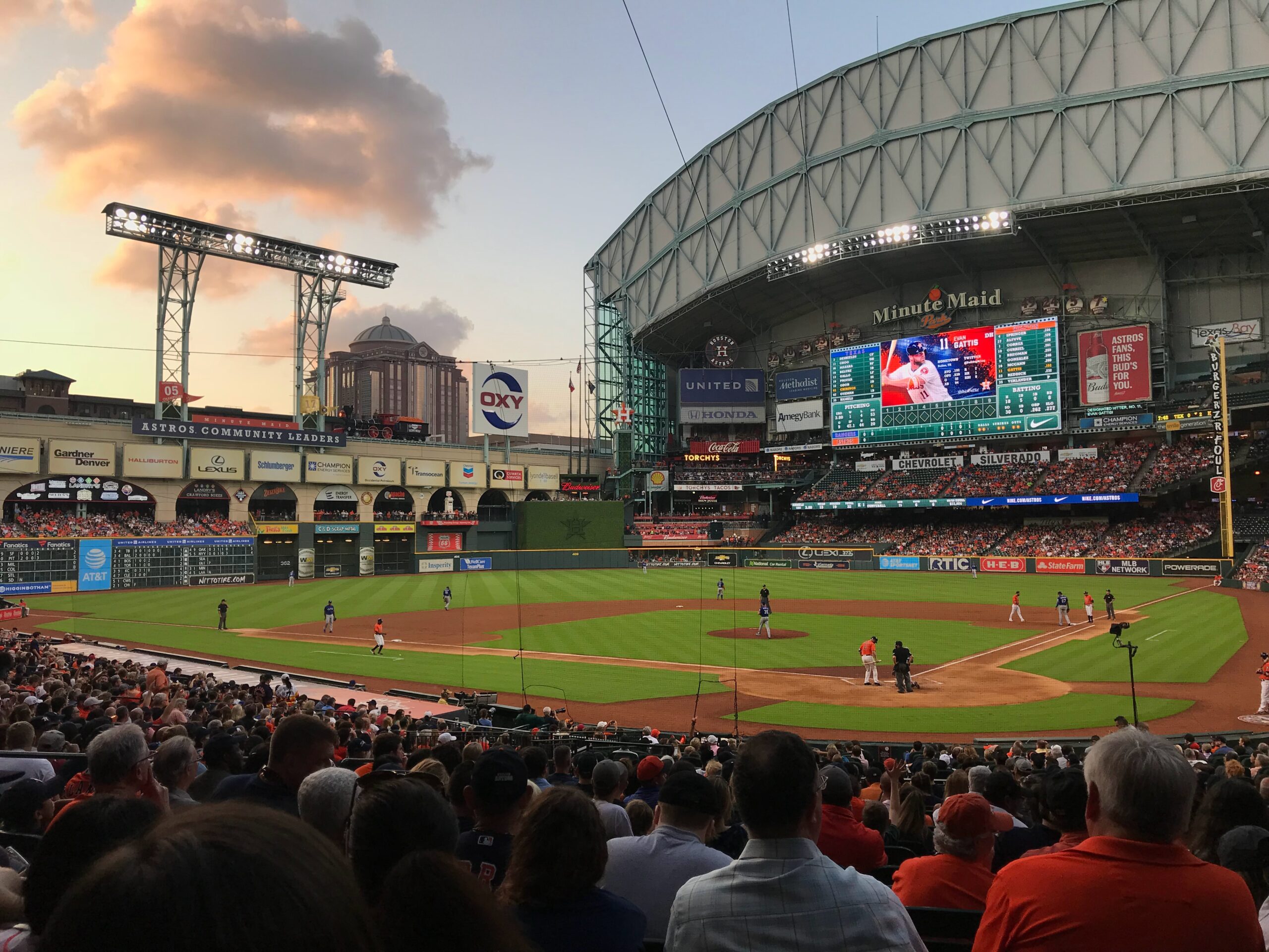 Houston is one of the best places to live in Texas for sports fans, Beyoncé and Megan Thee Stallion fans and for those who want to live in the largest city in Texas. Pictured: A baseball game at Minute Maid Park in Houston.