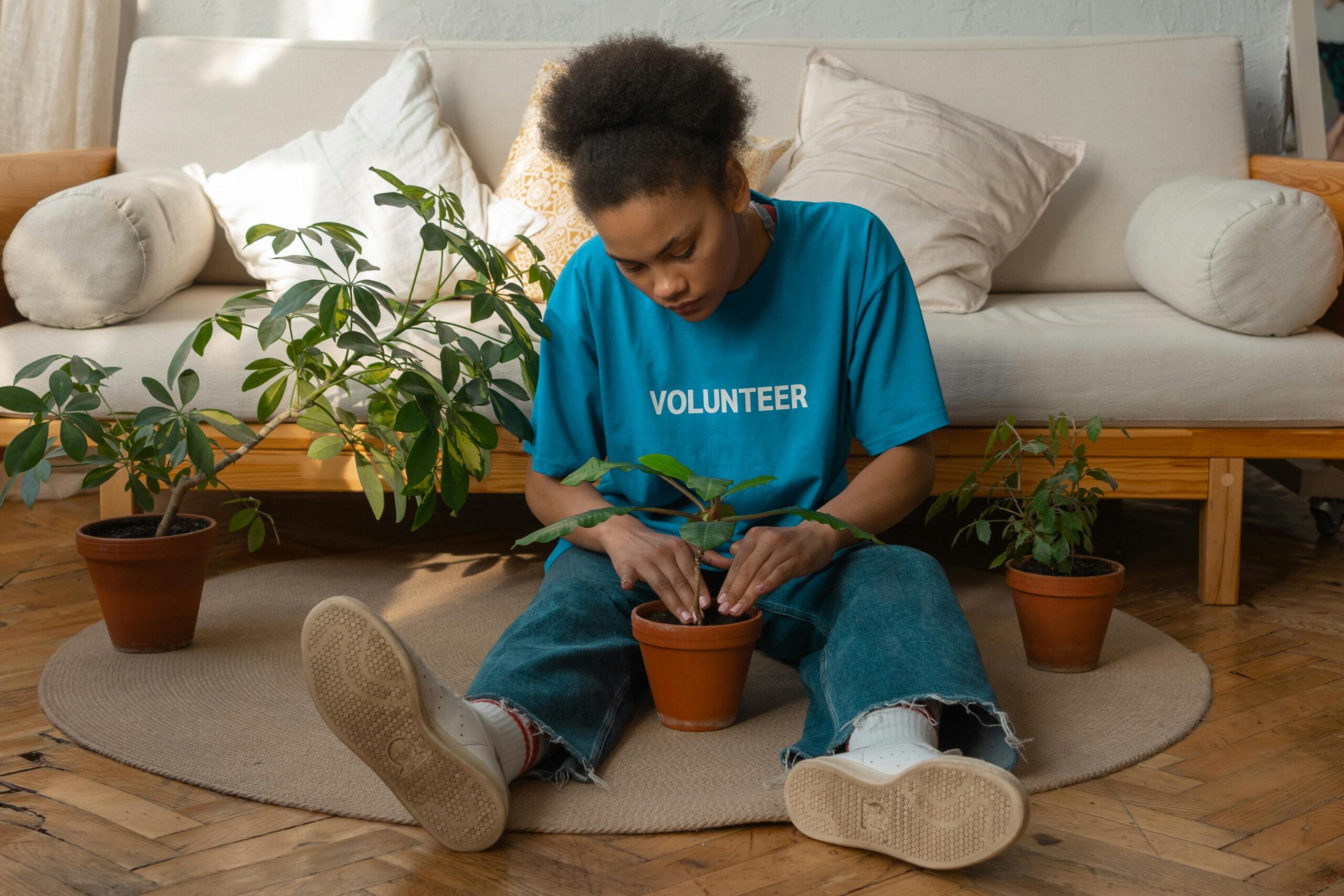 woman with houseplants