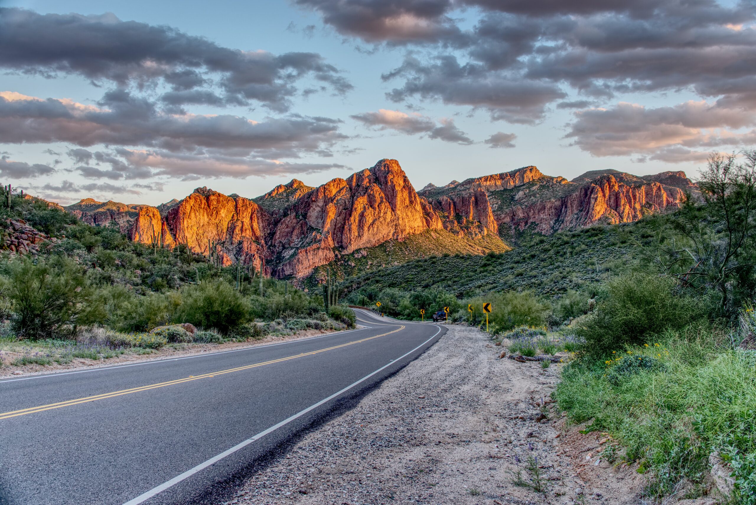 Mesa is the third largest city in Arizona and one of the best places to live for desert landscapes and outdoor activities. Pictured: Mountain views in Mesa, Arizona.