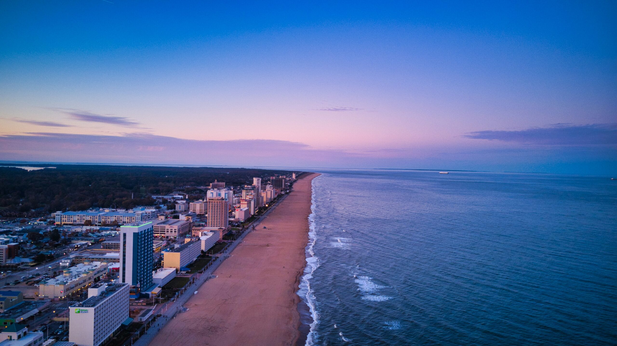 Live right by the beach in one of the best places to live in Virginia. Pictured: A skyline view of Virginia Beach