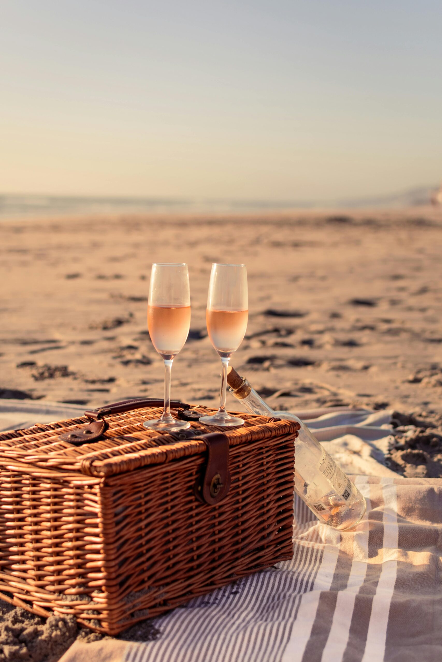 Wine picnic at beach