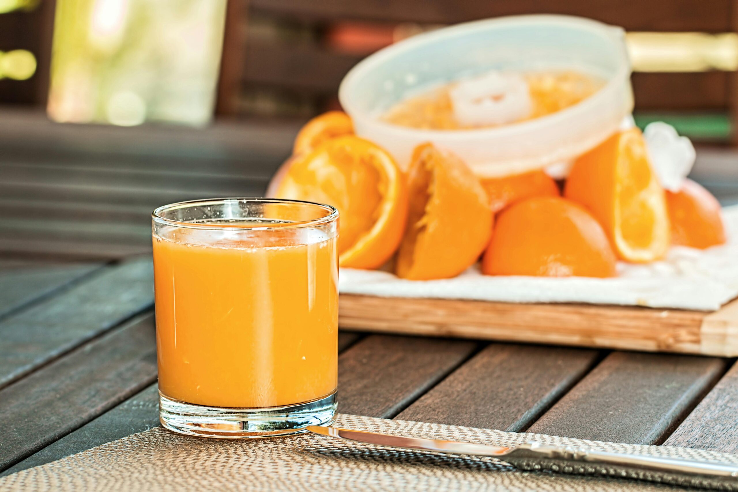 The ingredients in a cortisol cocktail are healthy for the body and cause less stress and anxiety. Pictured: Freshly squeezed orange juice