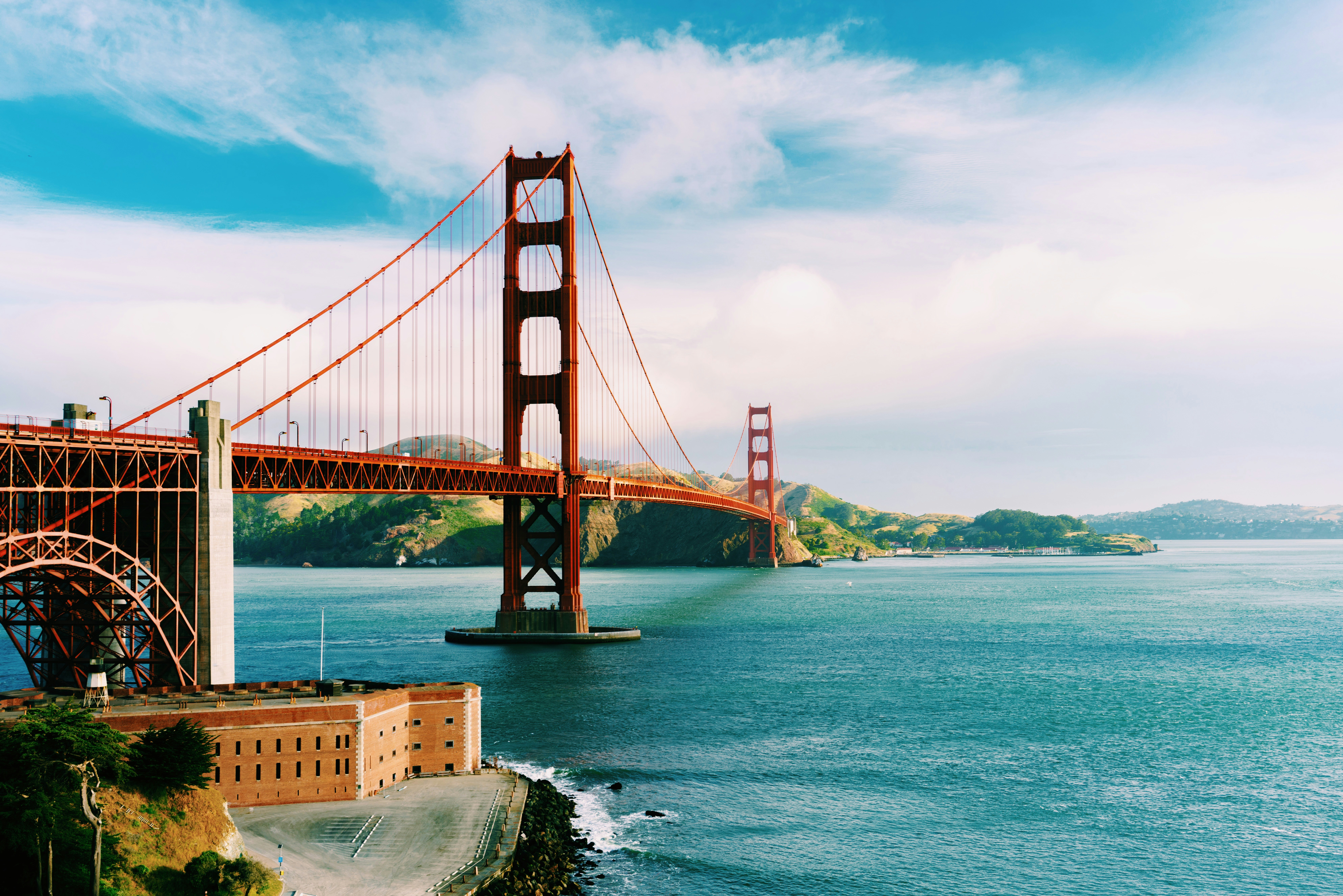 San Francisco is one of the best places to live in California because of its job market and warm weather. Pictured: A view of the Golden Gate Bridge in San Francisco