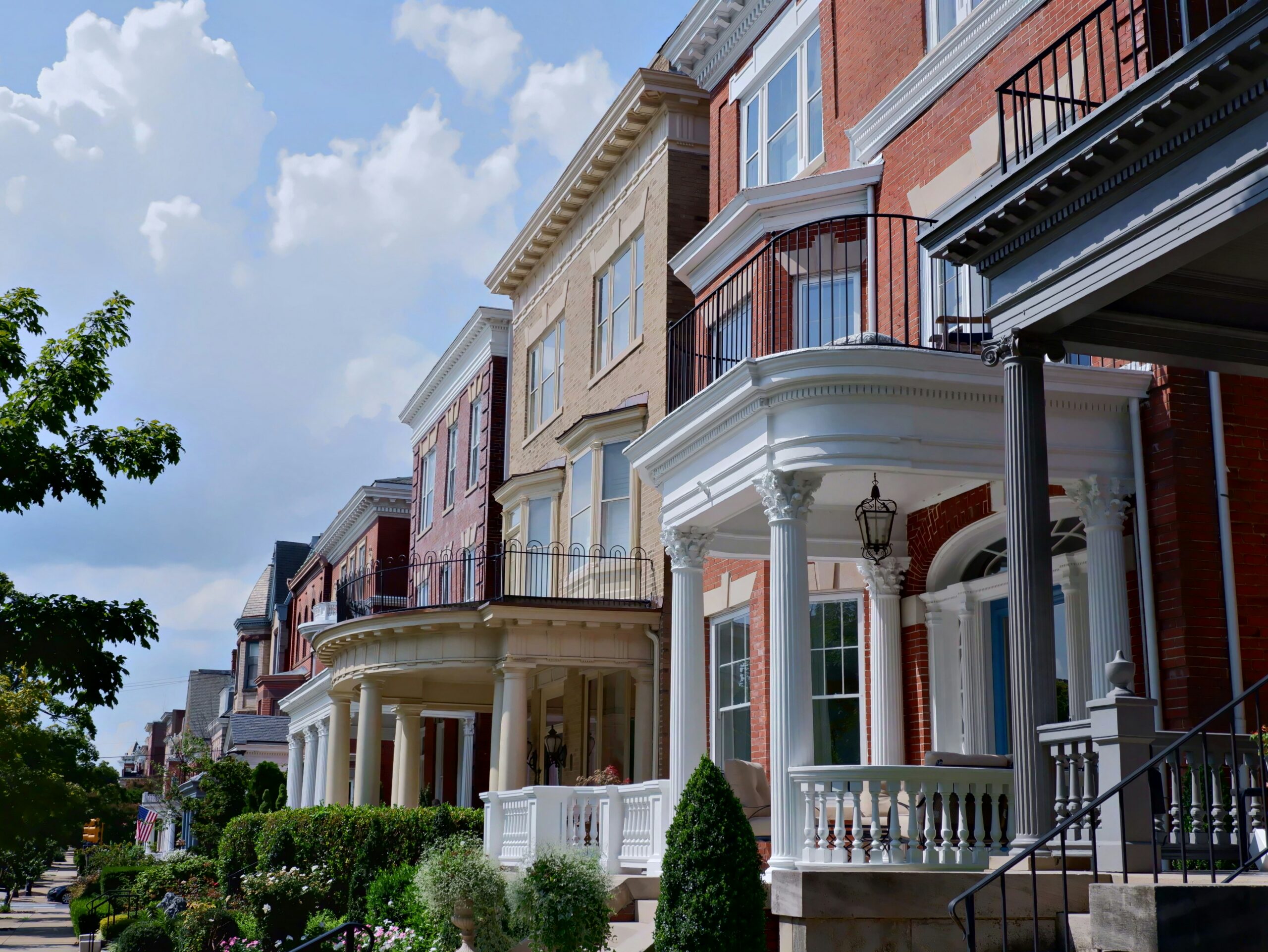 Richmond is the best place to live in Virginia for those wanting to live in a mid-sized city. Pictured: A row of homes in Richmond