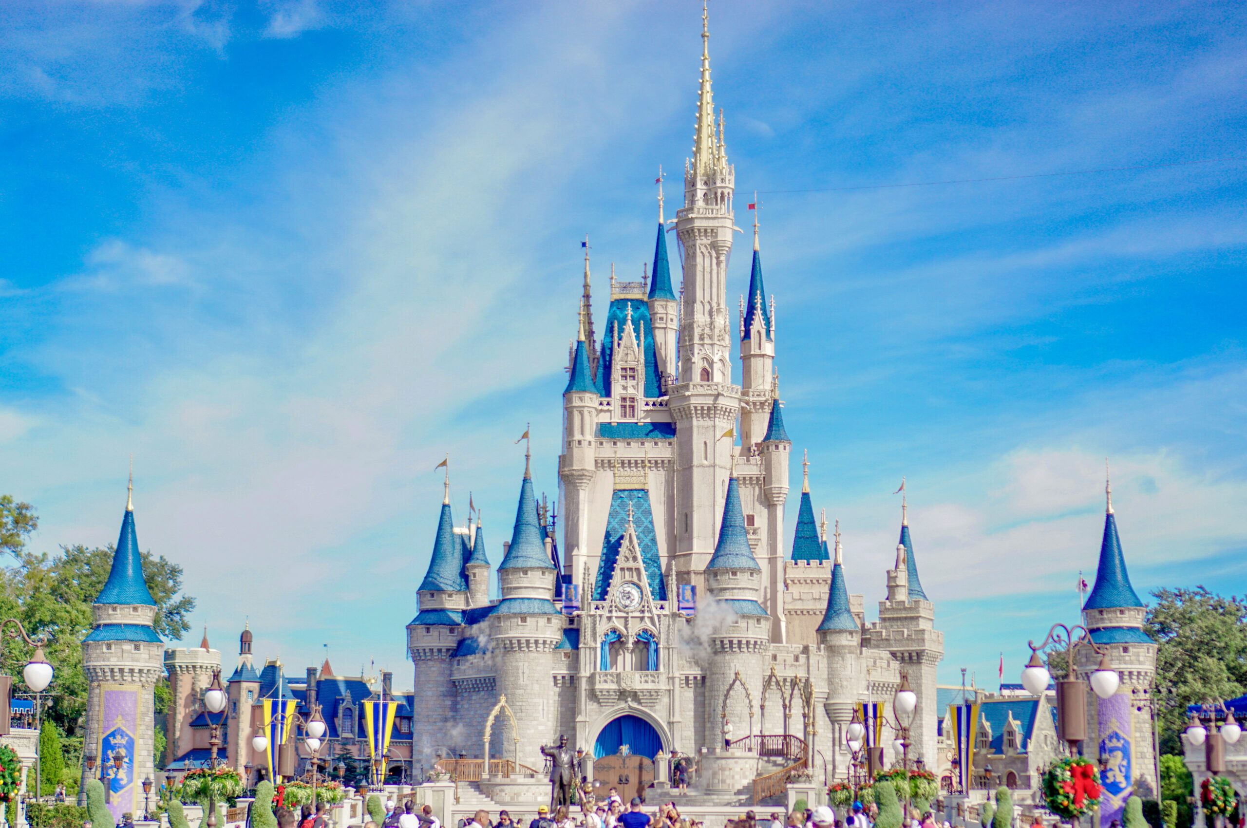 Orlando is one of the best places to live in Florida for those wanting to be close to theme parks. Pictured: Cinderella's castle at Magic Kingdom in Disney World