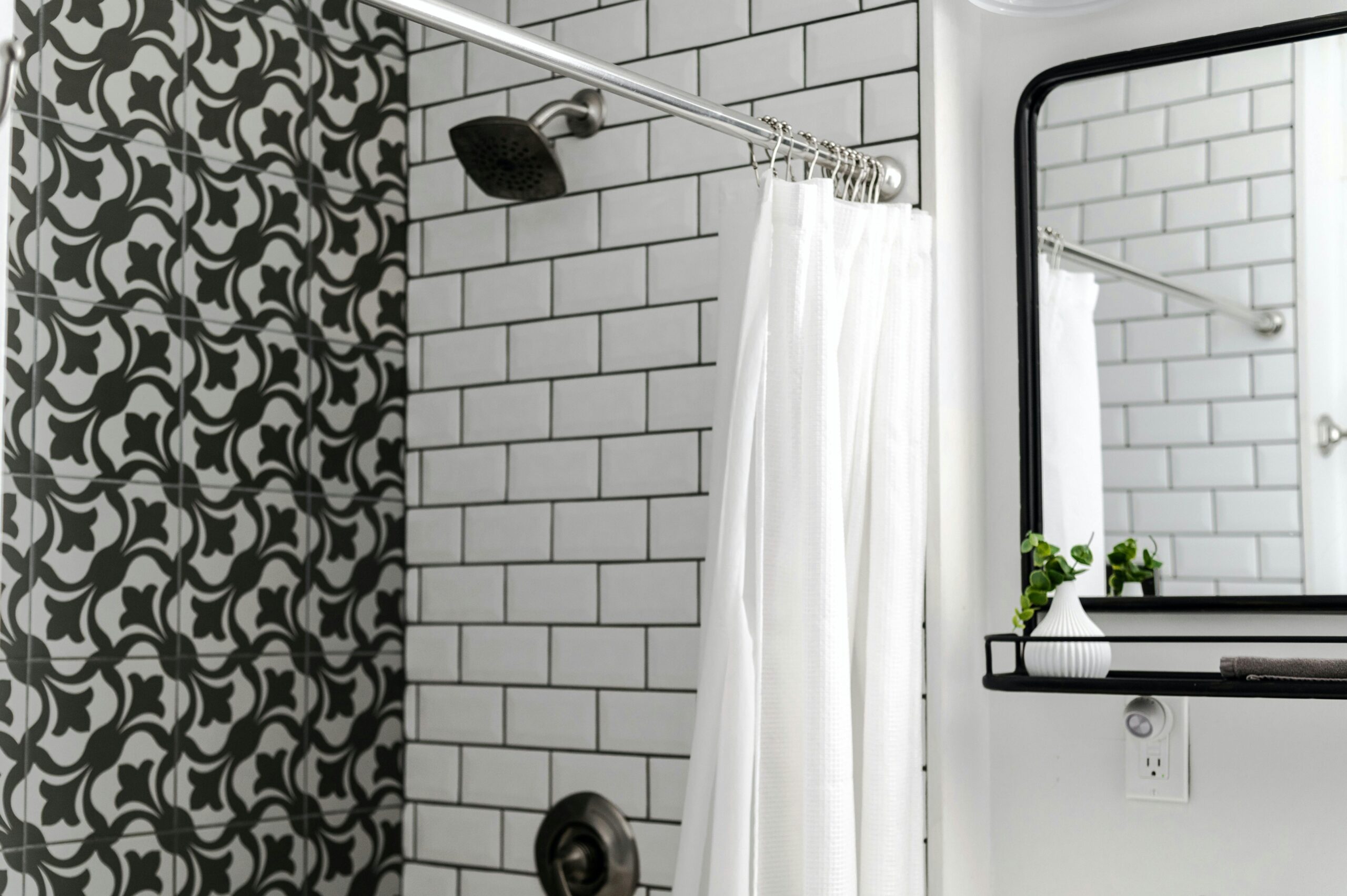 White Shower Curtain inside a Bathroom