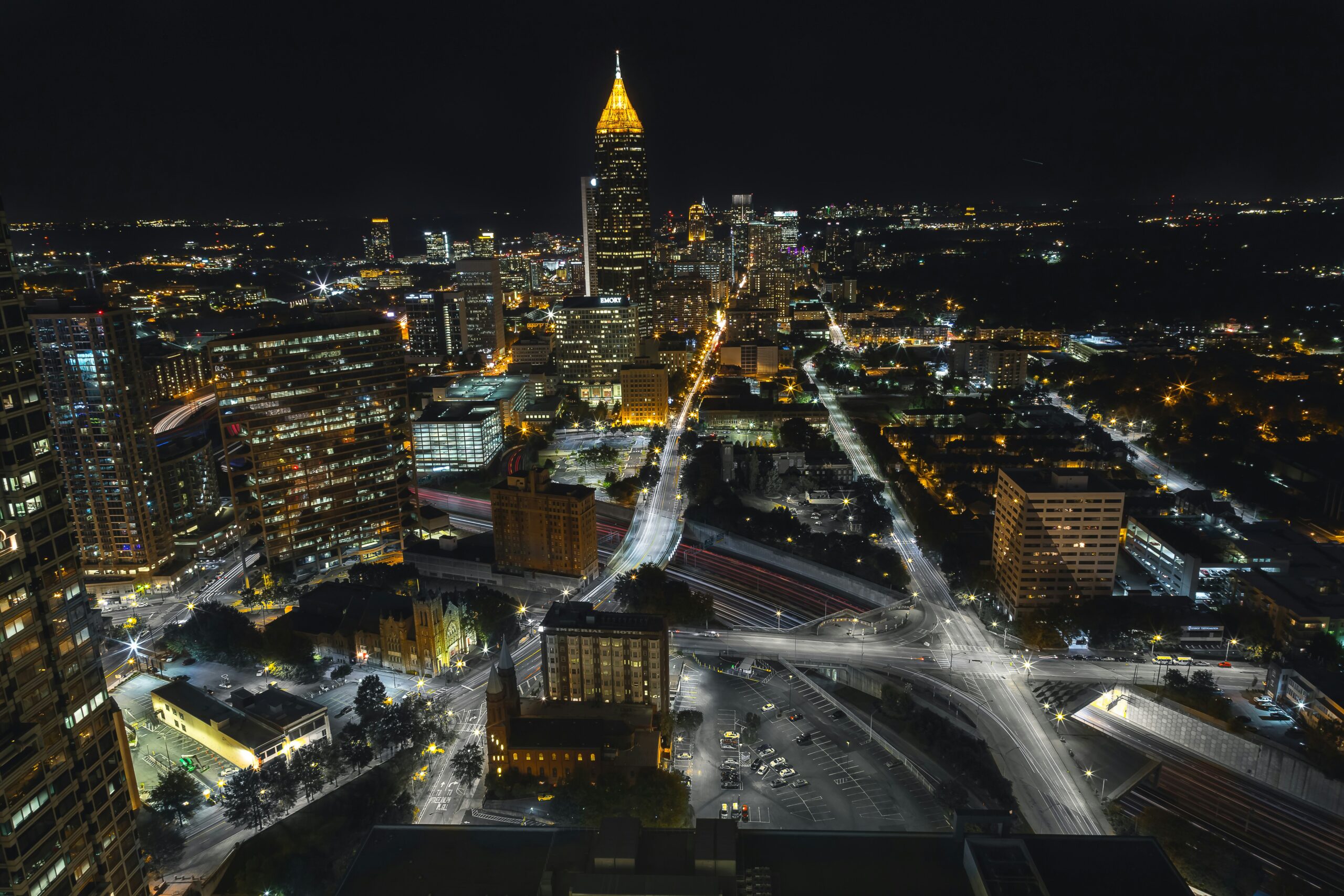 As the largest city in Georgia, Atlanta is one of the most gay friendly cities in the U.S. and in the south. Pictured: A night view of the city in Atlanta