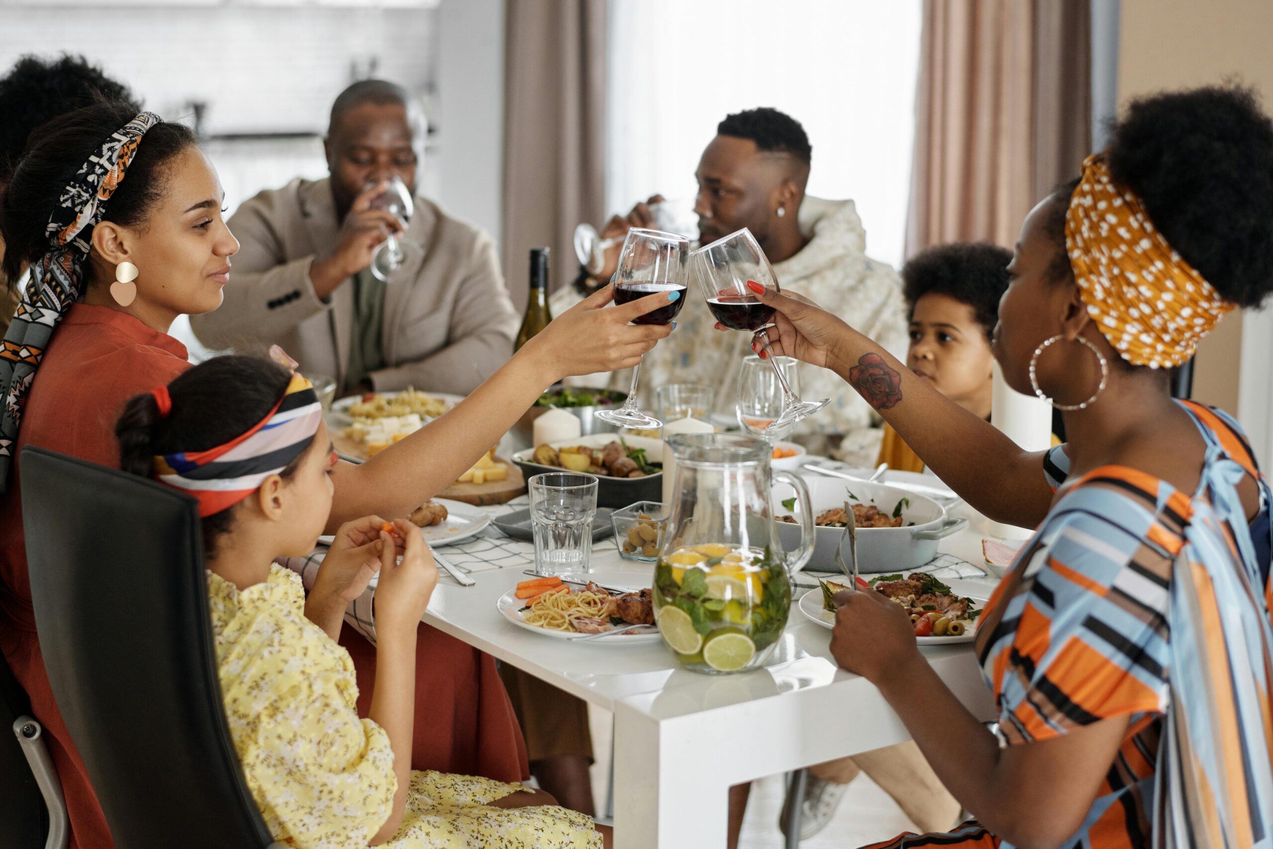 Black family dining