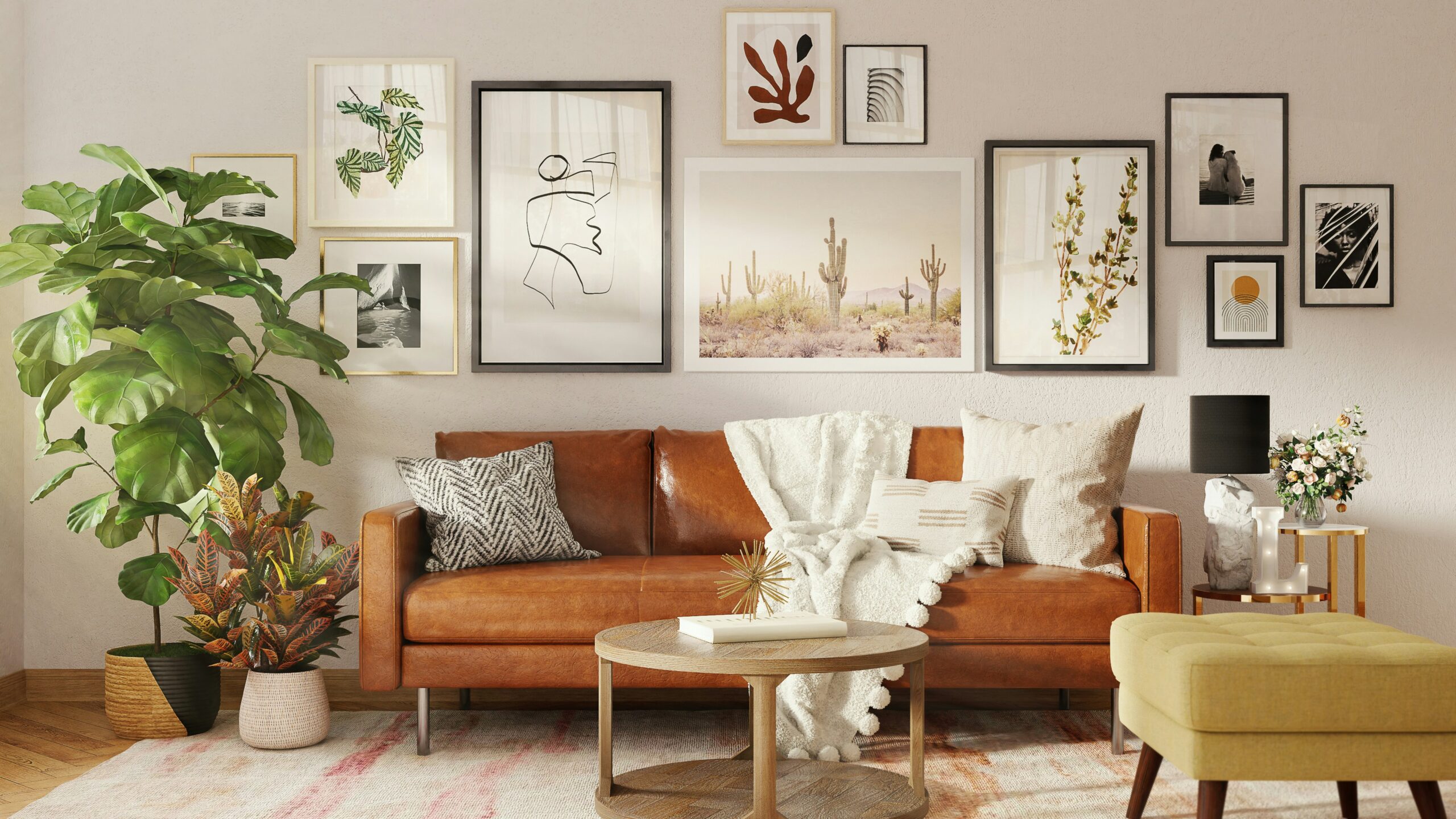 To incorporate a personal touch while creating a Scandinavian interior design style, add artistic elements to the space