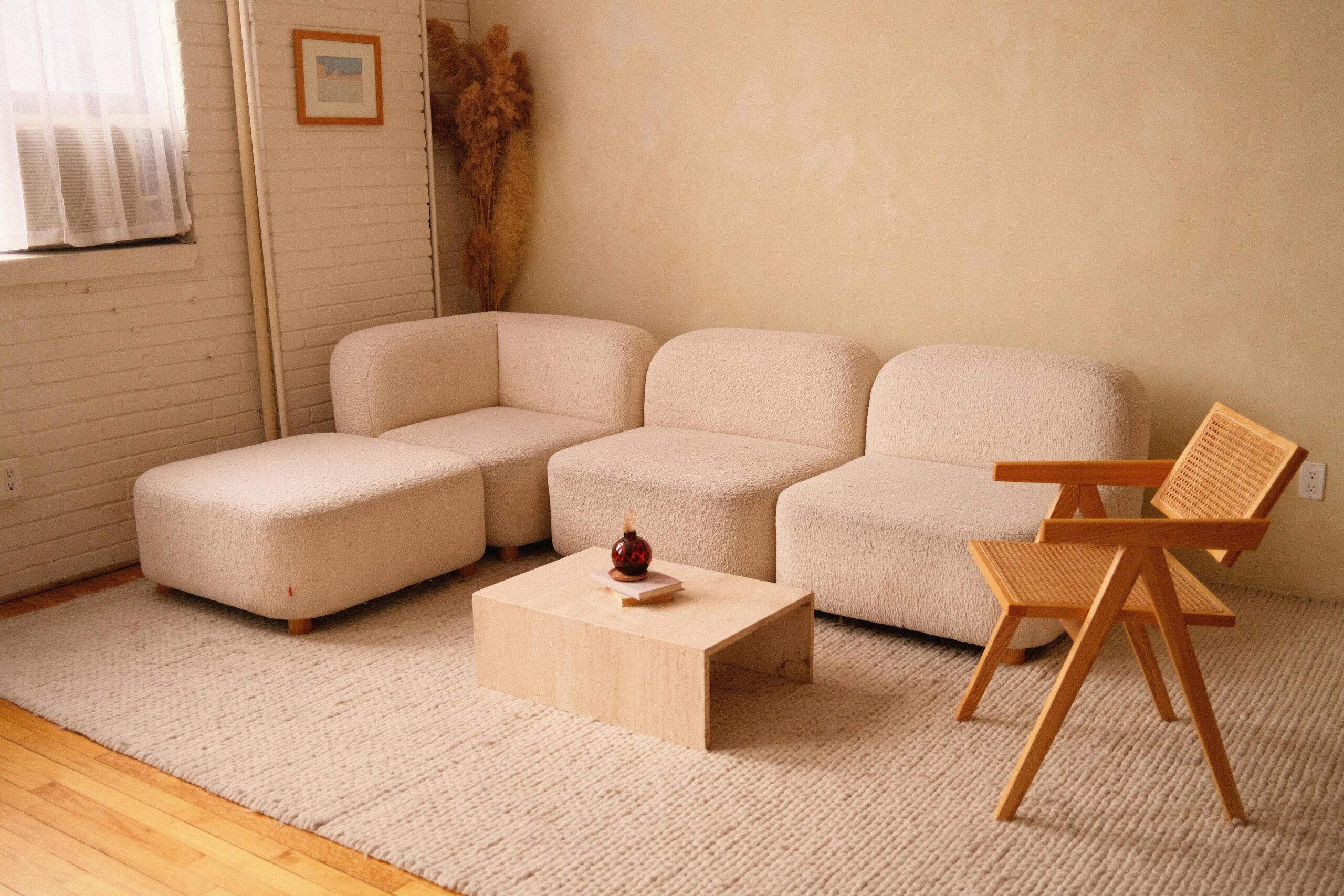 A beige living space 