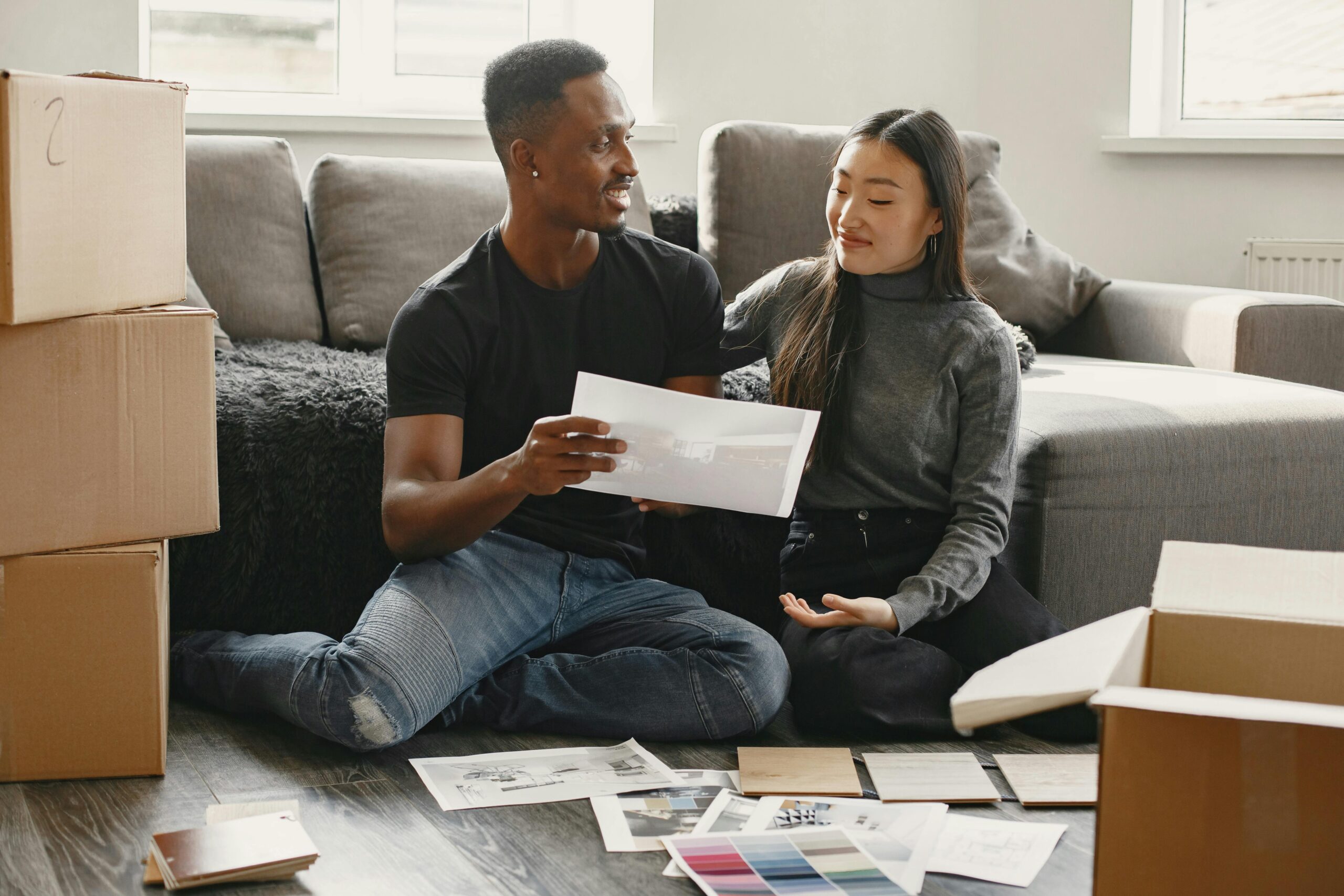 Couple looking at paperwork