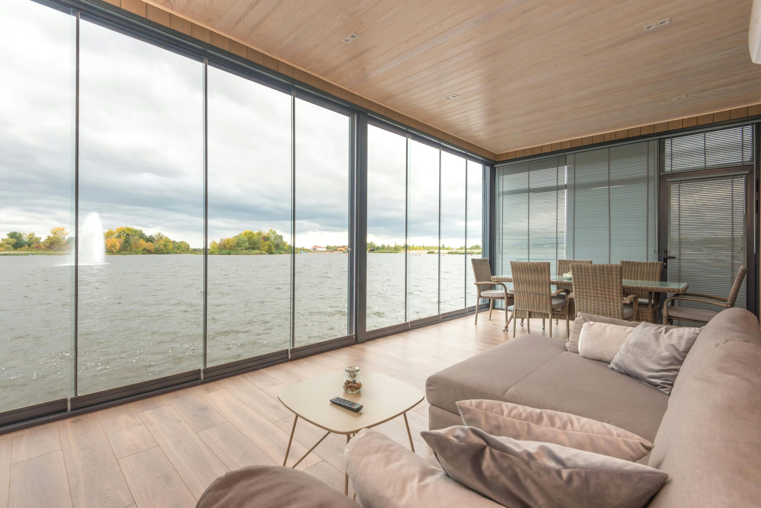 The interior of a home with a view