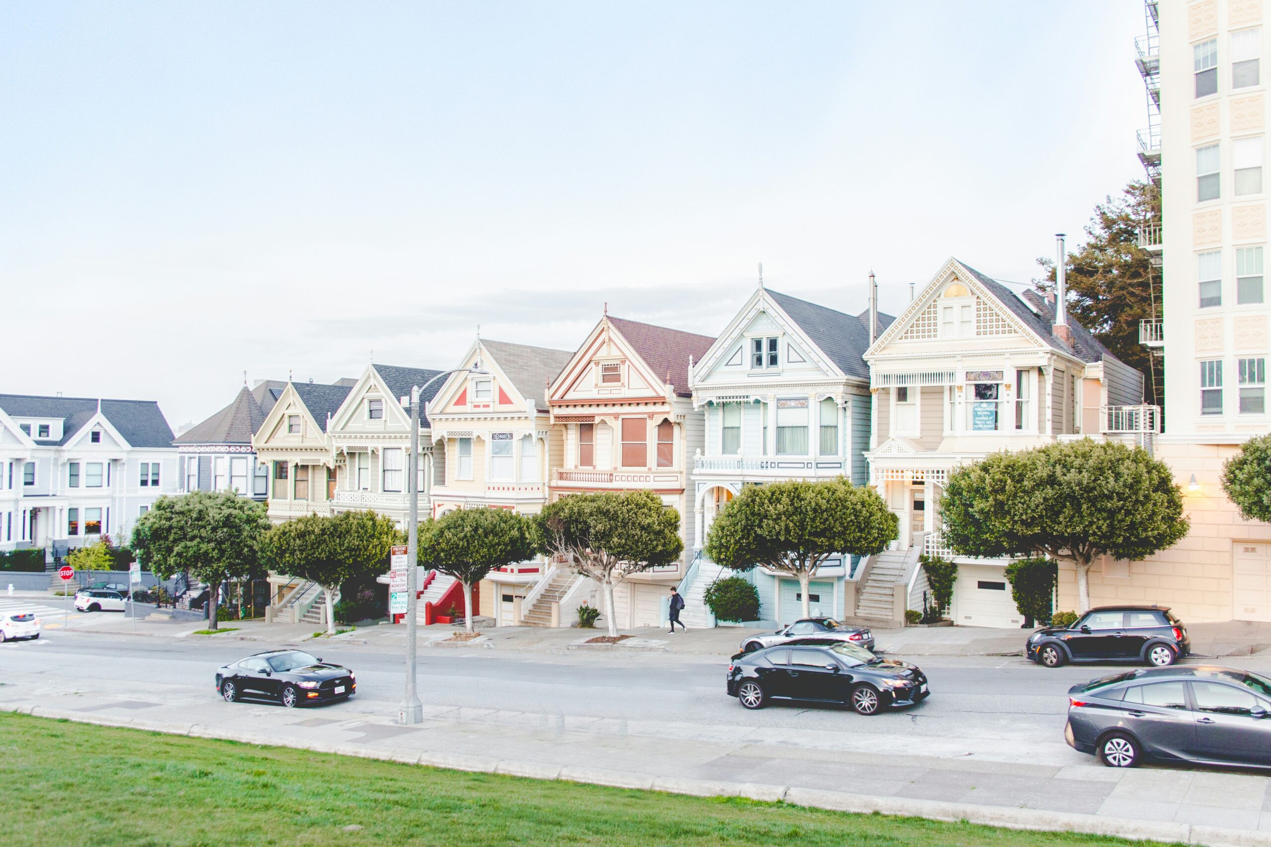 Houses on a busy street