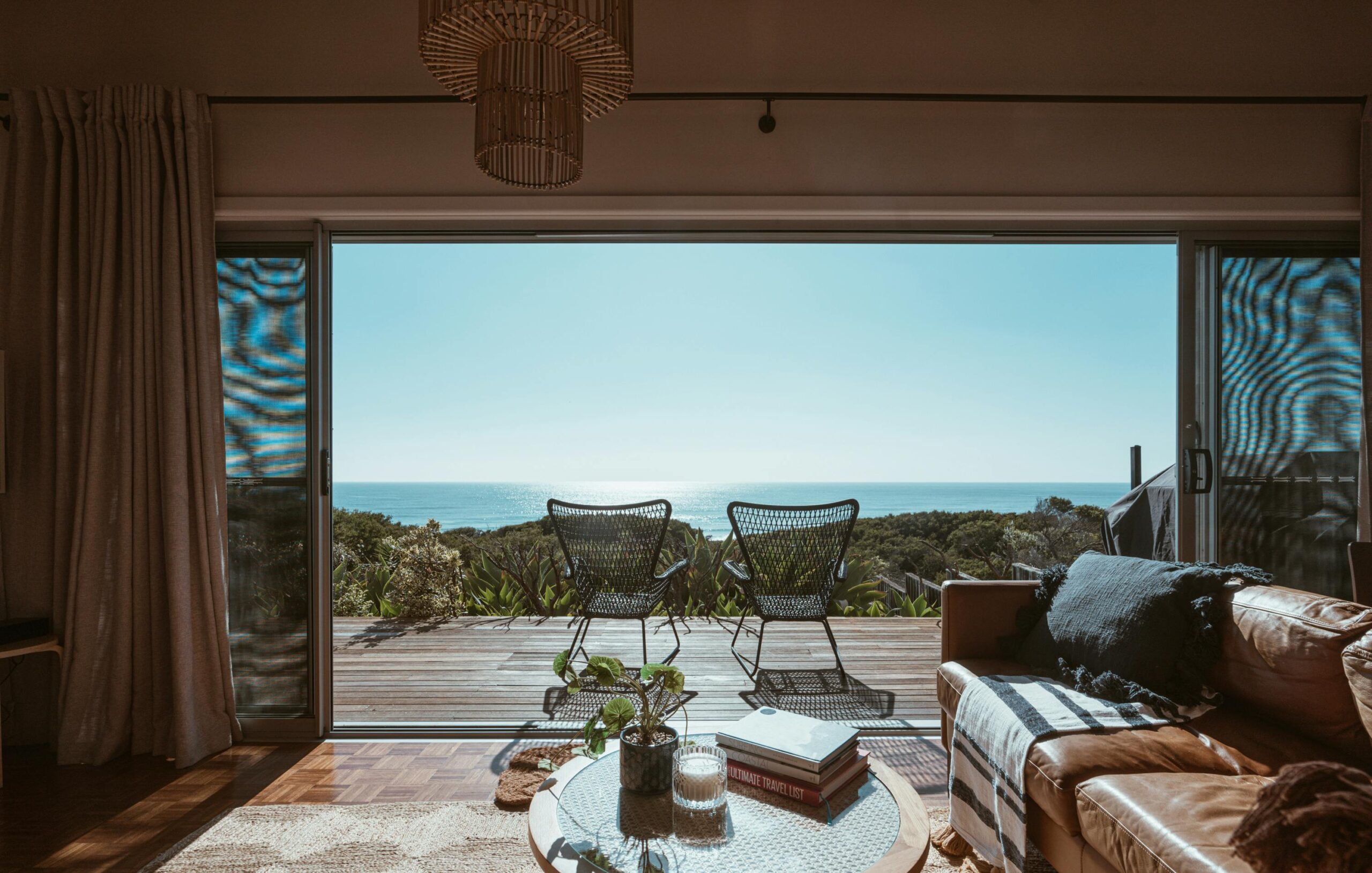 The interior of a home with a view