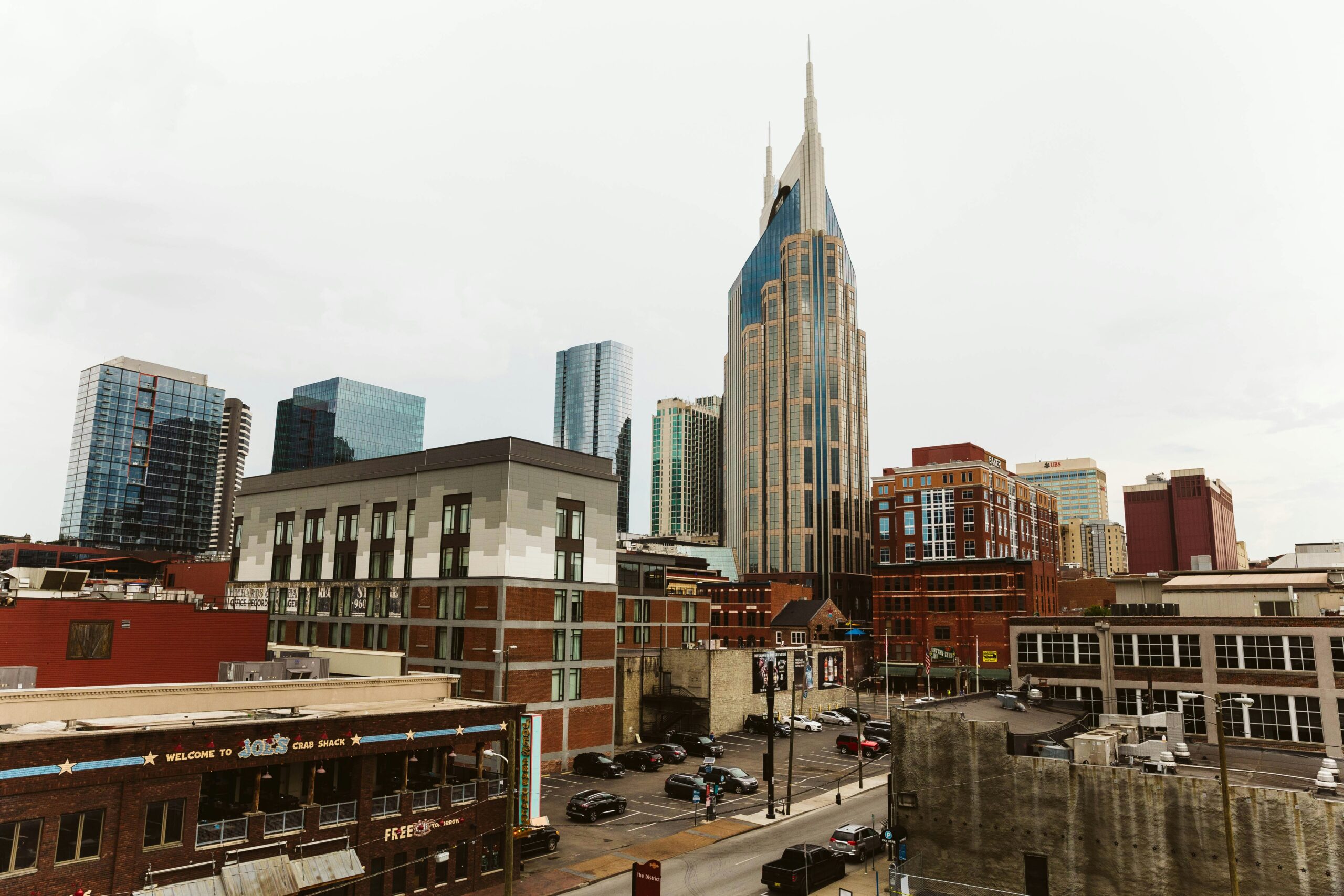 The Gulch is a trendy and hipster neighborhood and is one of the best neighborhoods in Nashville for bars, coffee shops and restaurants. Pictured: Nashville