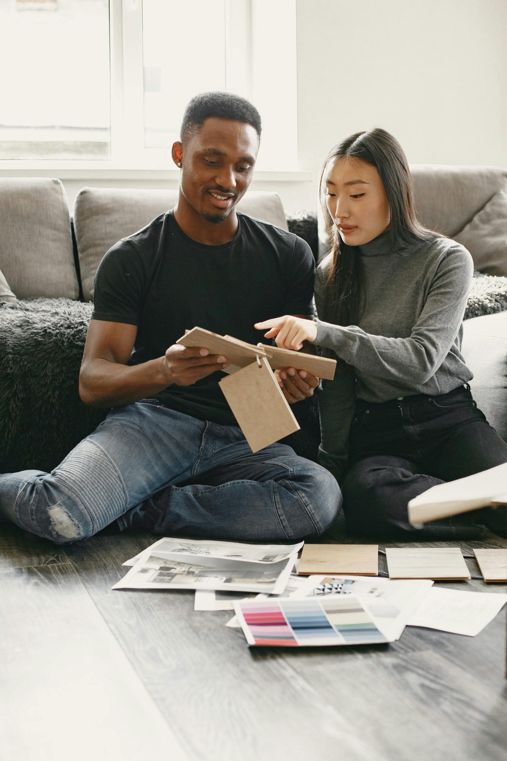 Couple looking at swatches