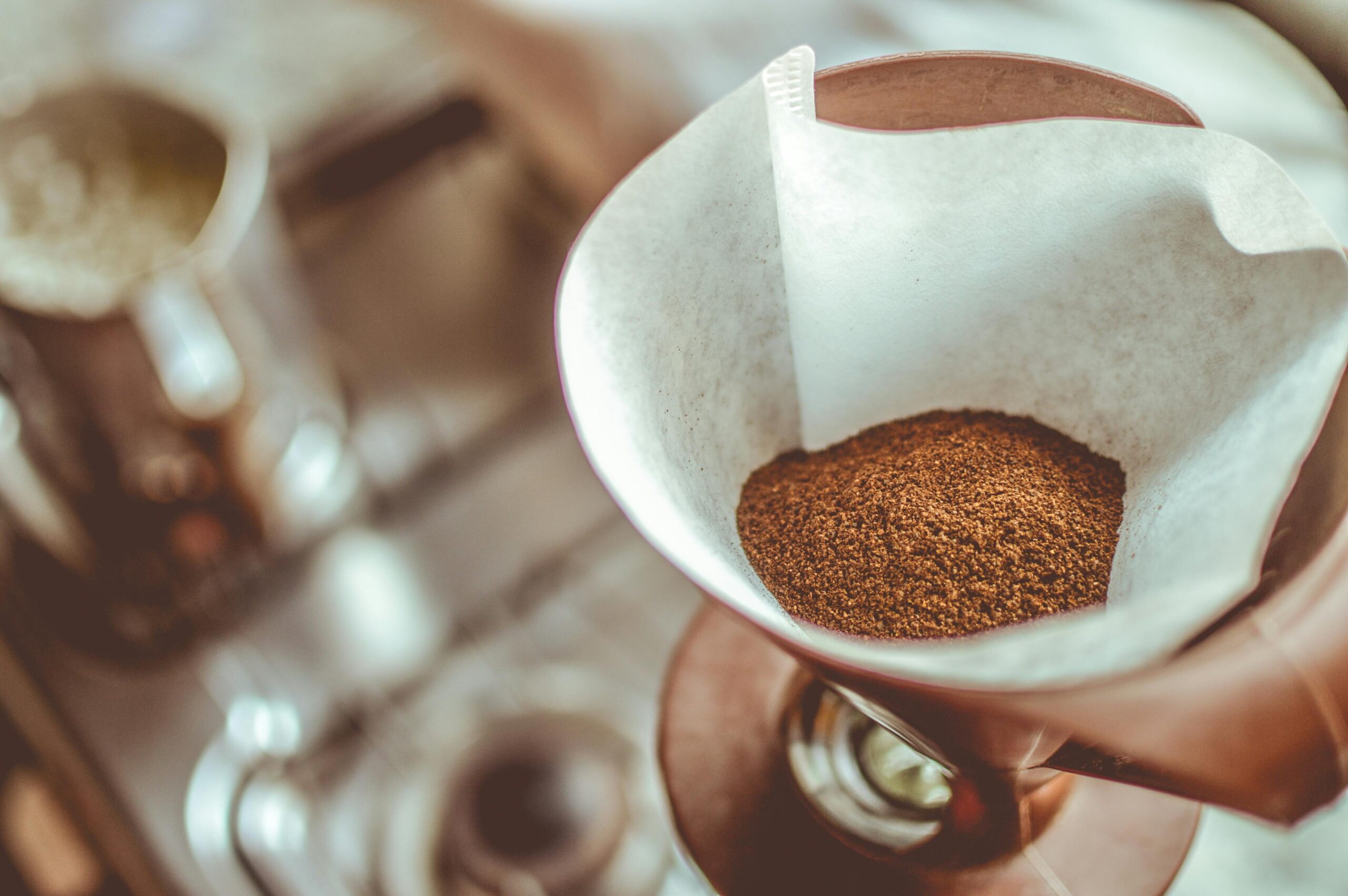 Coffee grounds in a coffee filter