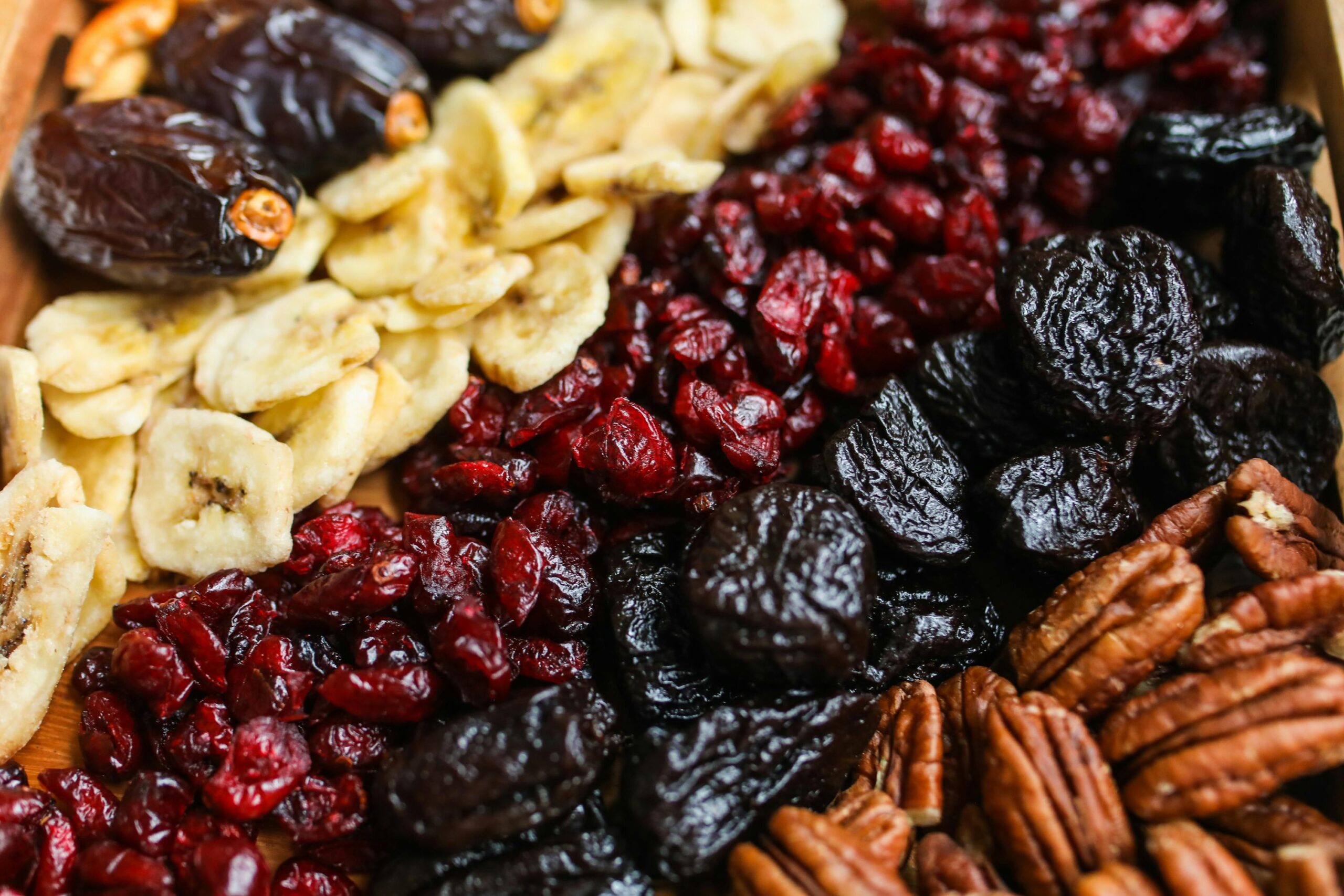 An assortment of dried fruits