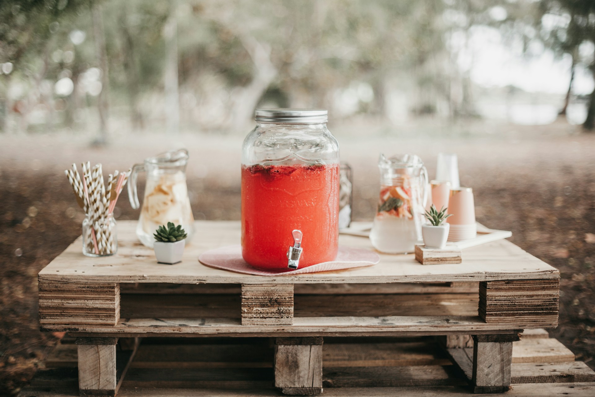 red juice in punch dispenser 