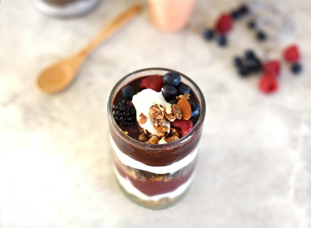 Easy Dessert for 4th of July pictured: berry parfait