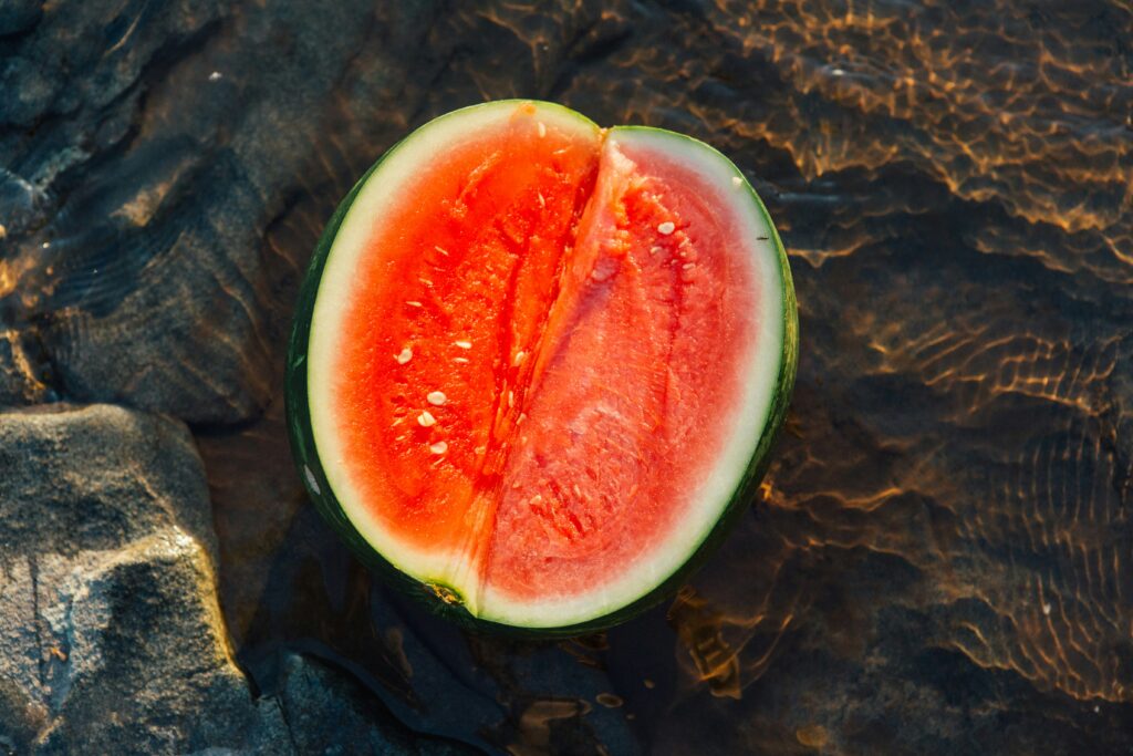 Easy Dessert for 4th of July pictured: watermelon cut in half