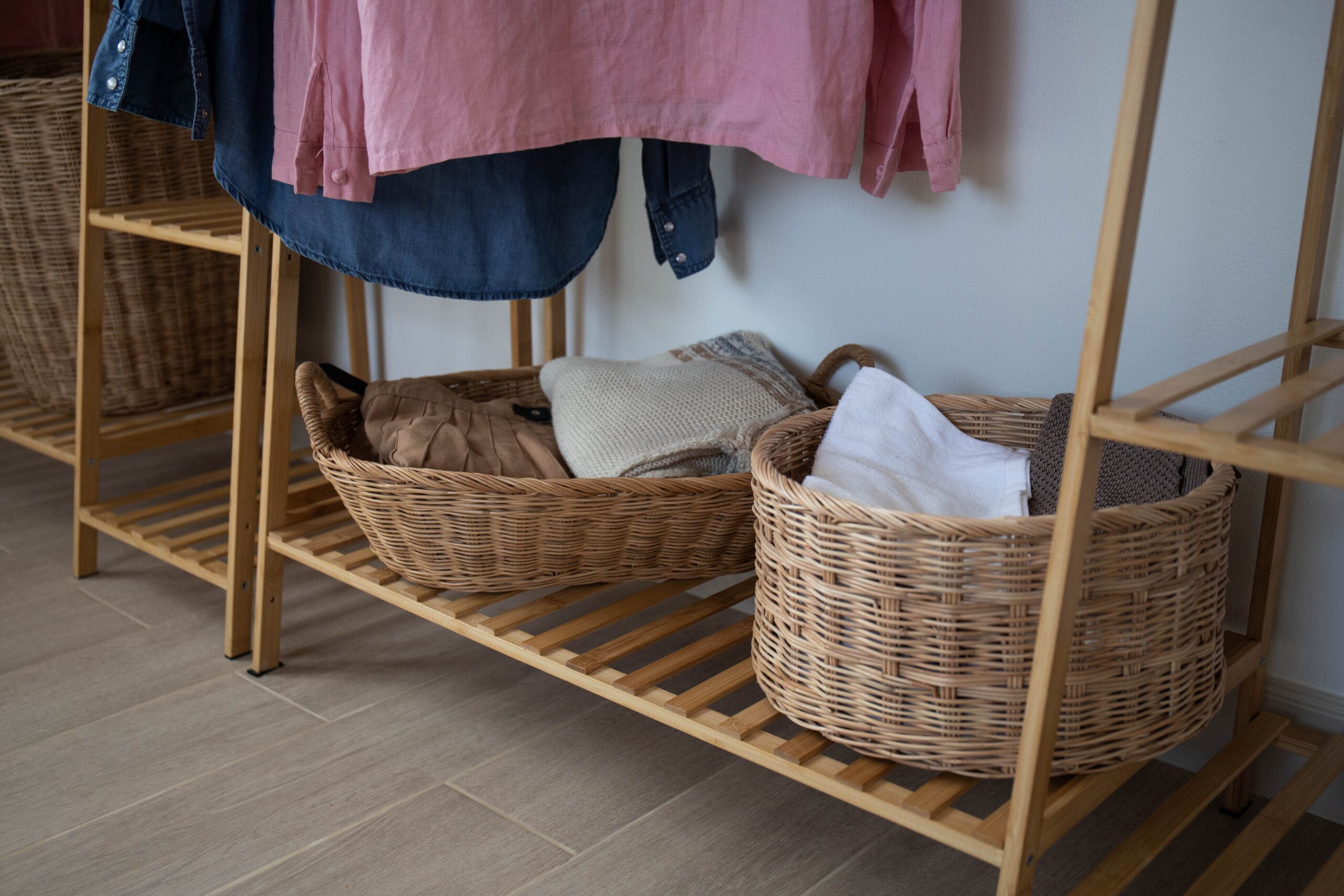 baskets in bedroom storage