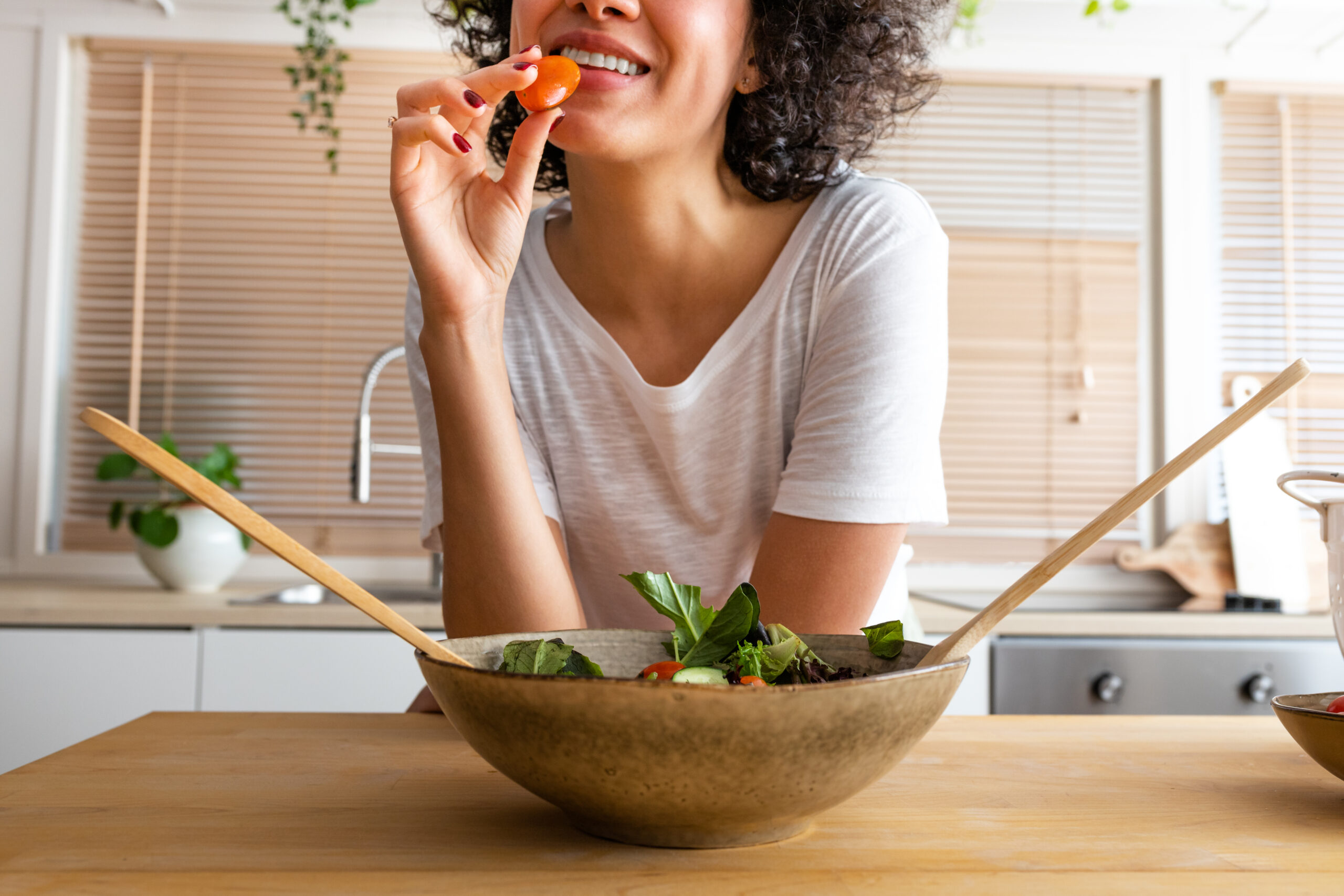 eating salad