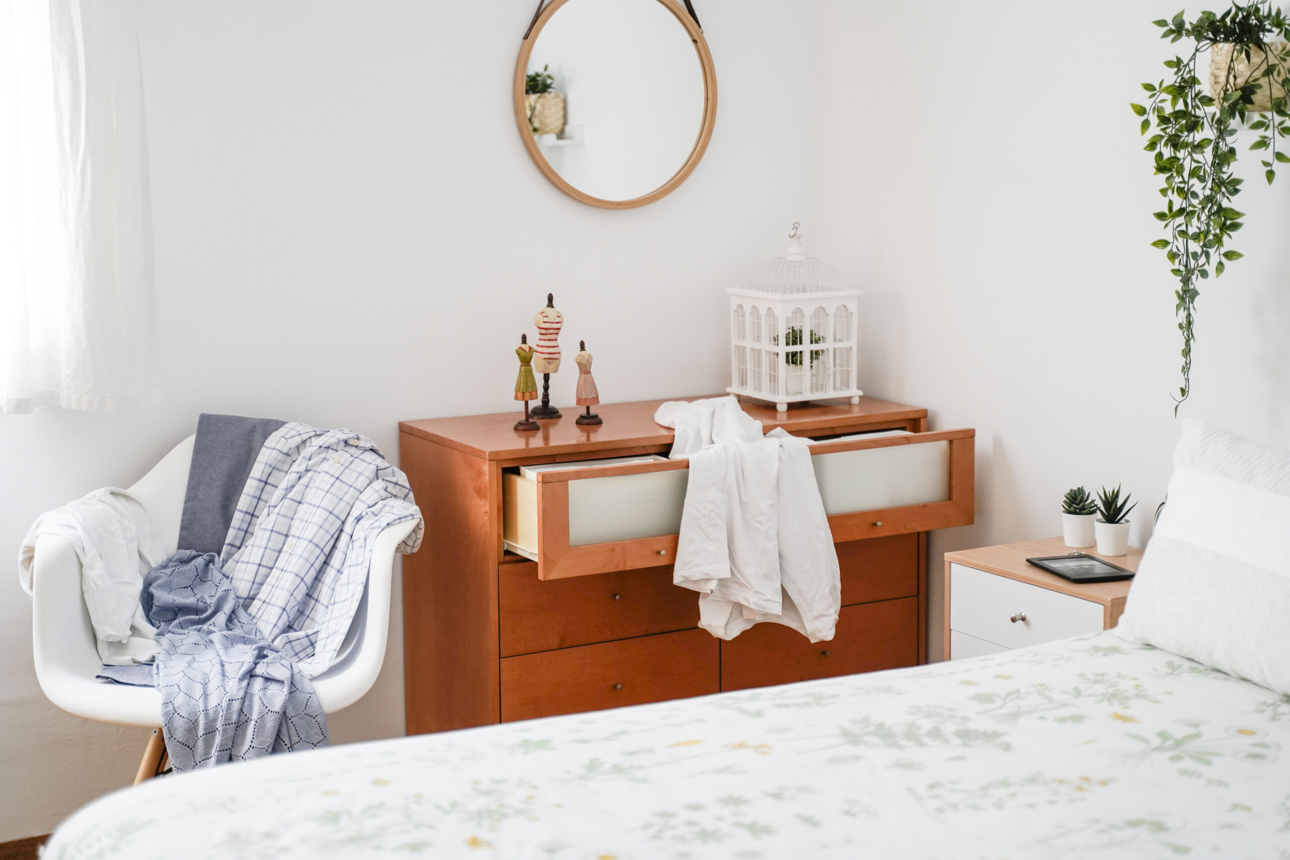 clothes on chair in bedroom