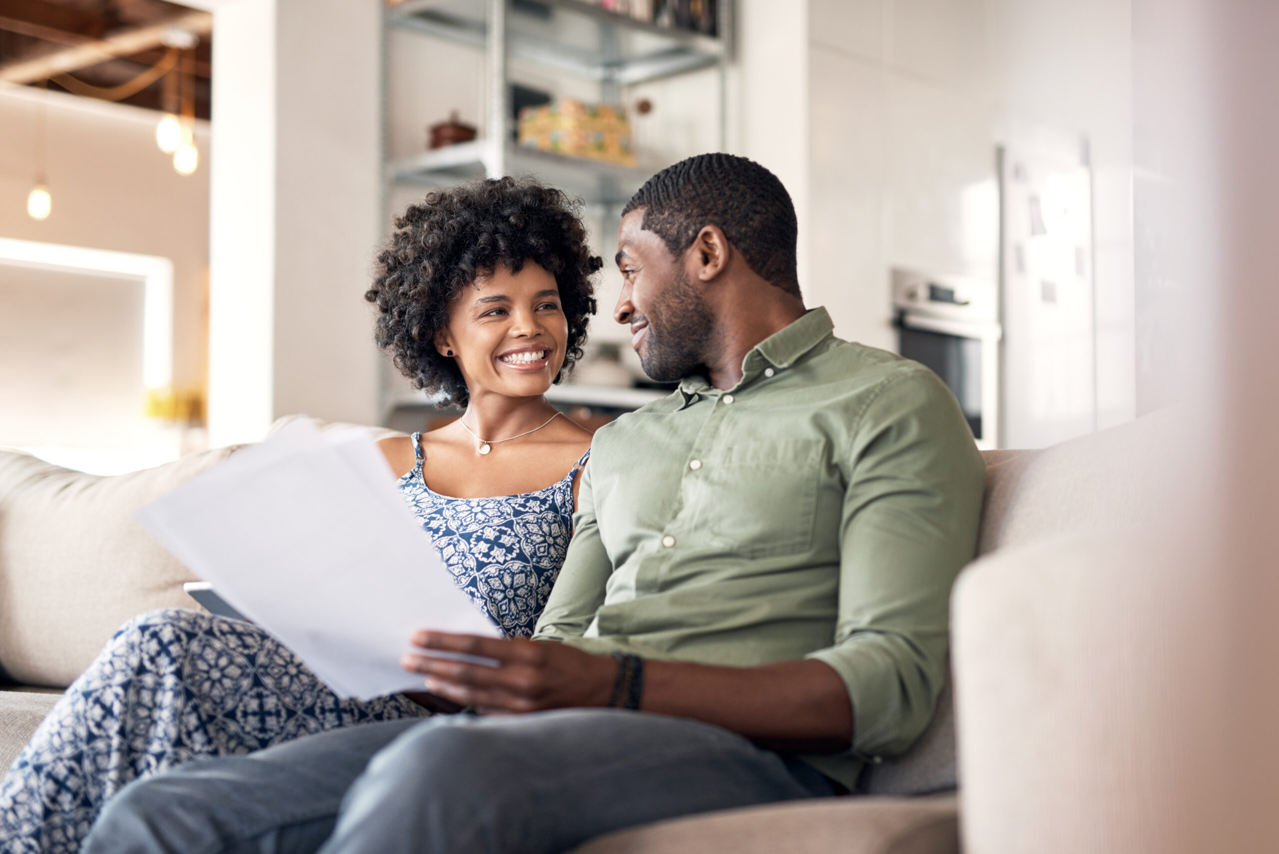 couple reading over contract