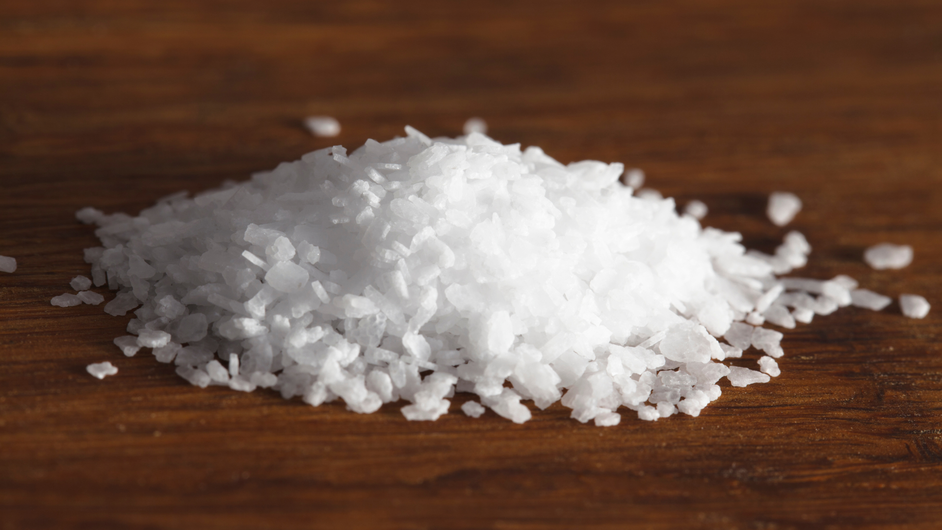 Coarse Kosher Salt on cutting board 